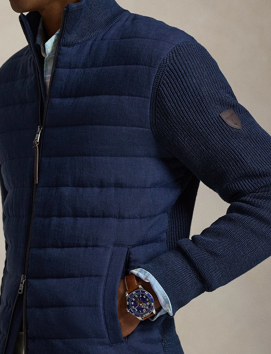 Polo Ralph Lauren - Hybrid Full-Zip Sweater - hybrid jakkar - navy linen combo - 4