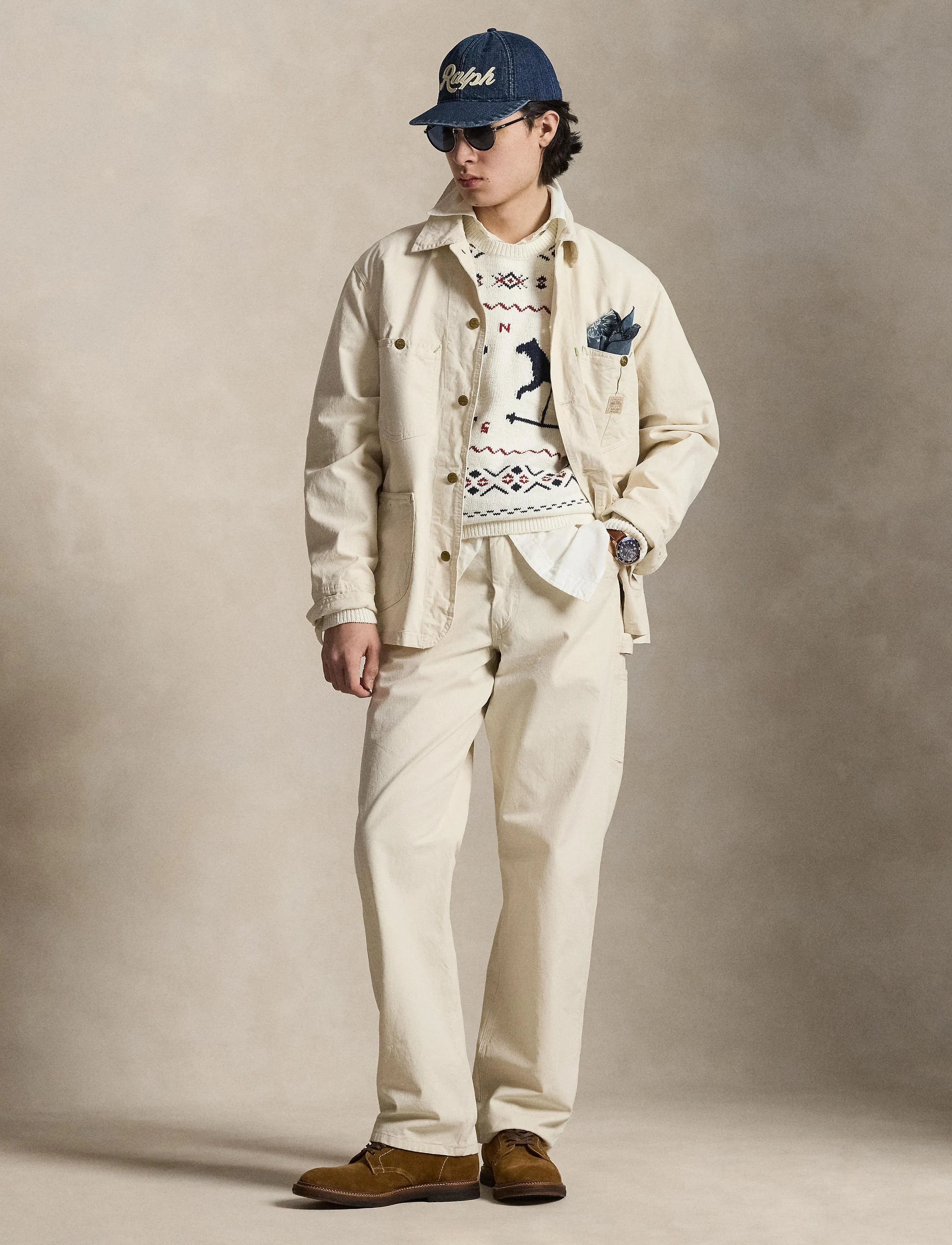 Polo Ralph Lauren The Waldron Twill Utility Jacket, Mænd, Utility Jakke, Cream, Str: XL