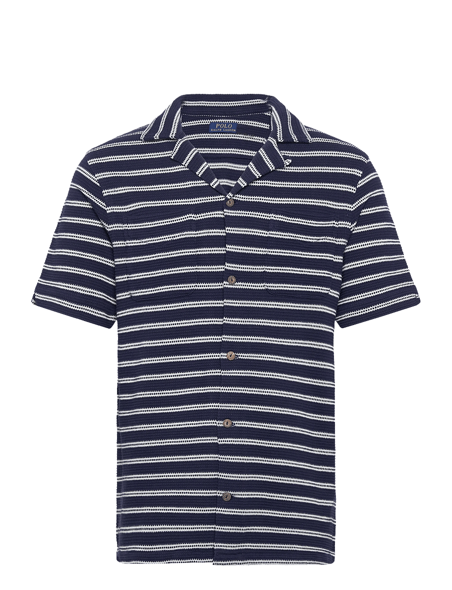 Polo Ralph Lauren - Striped Cotton-Blend Camp Shirt - chemises à rayures - newport navy/pale - 0