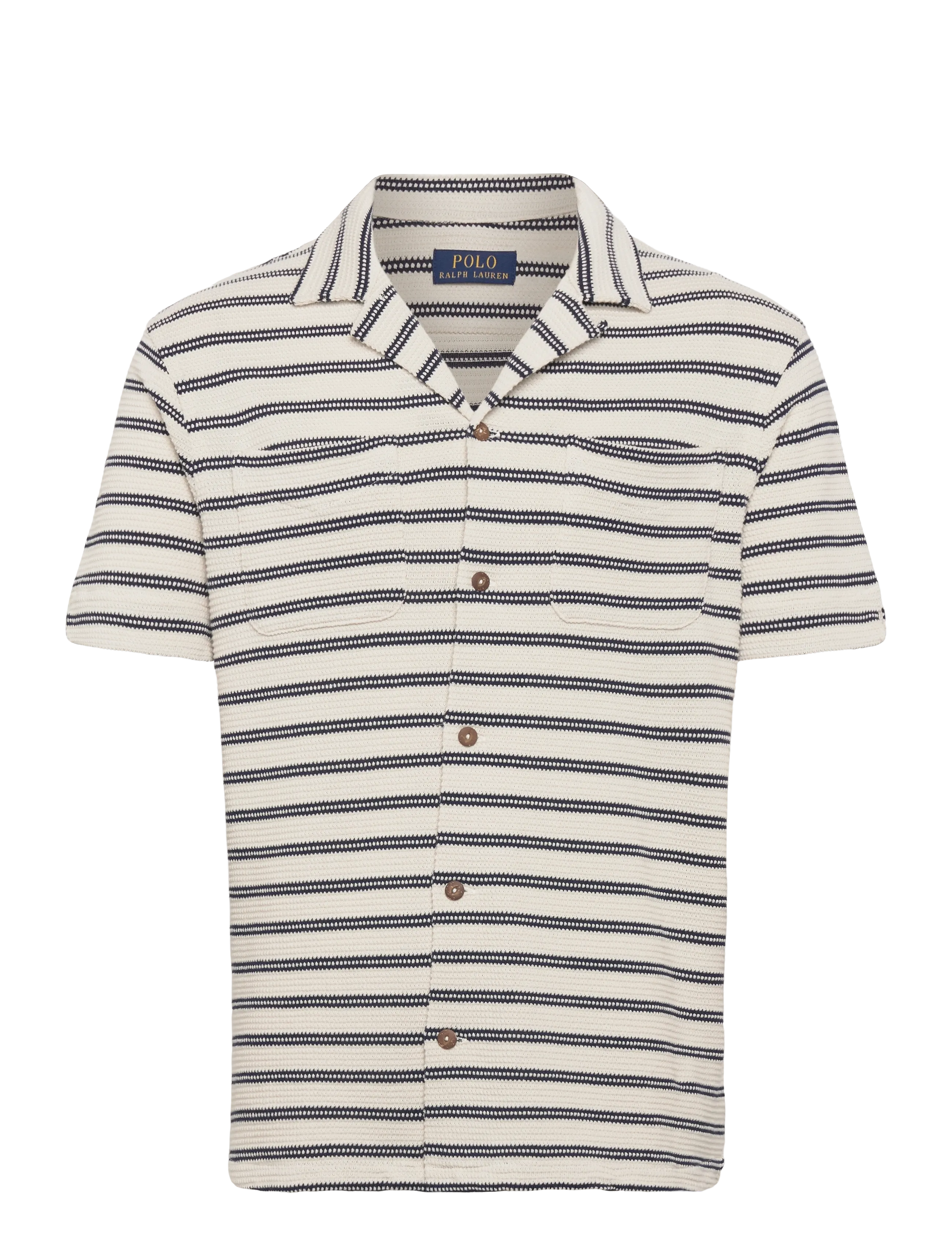 Polo Ralph Lauren Striped Cotton-Blend Camp Shirt - Kleidung - PALE CREAM/NEWPOR / cream