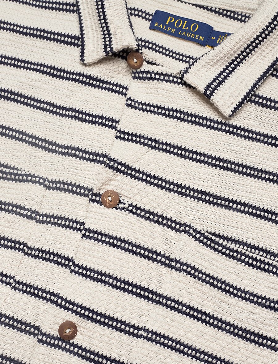 Polo Ralph Lauren - Striped Cotton-Blend Camp Shirt - dryžuoti marškiniai - pale cream/newpor - 3