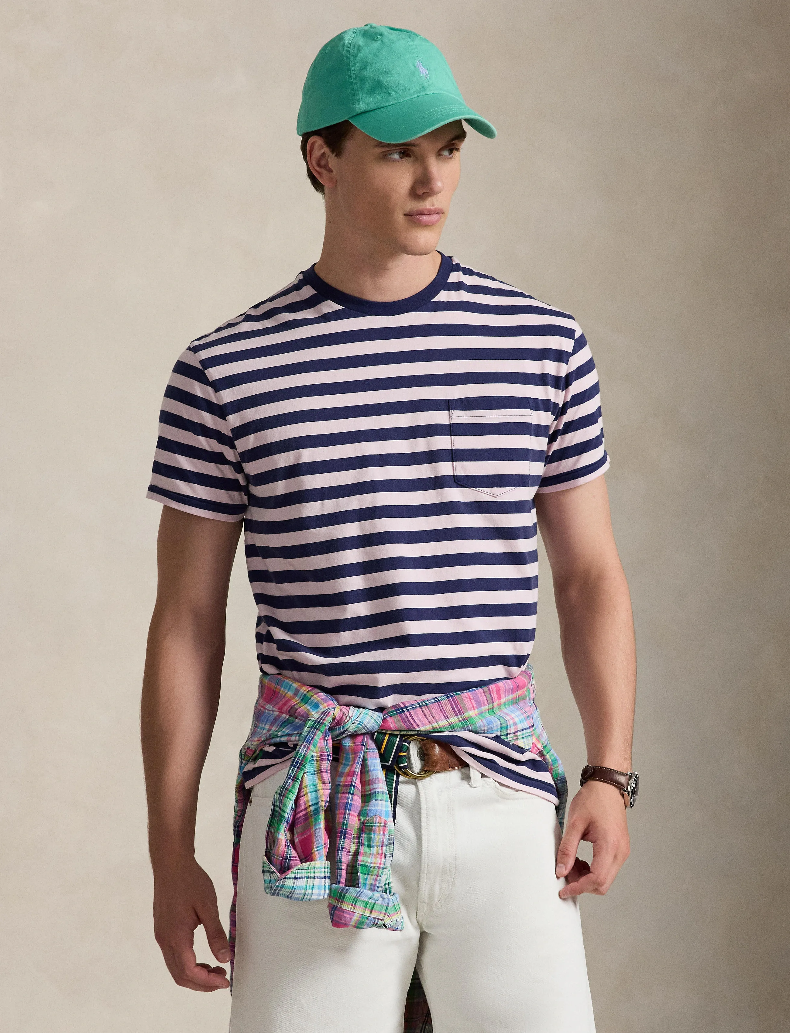 Polo Ralph Lauren - Classic Fit Striped Jersey T-Shirt - short-sleeved t-shirts - garden pink/dark - 3