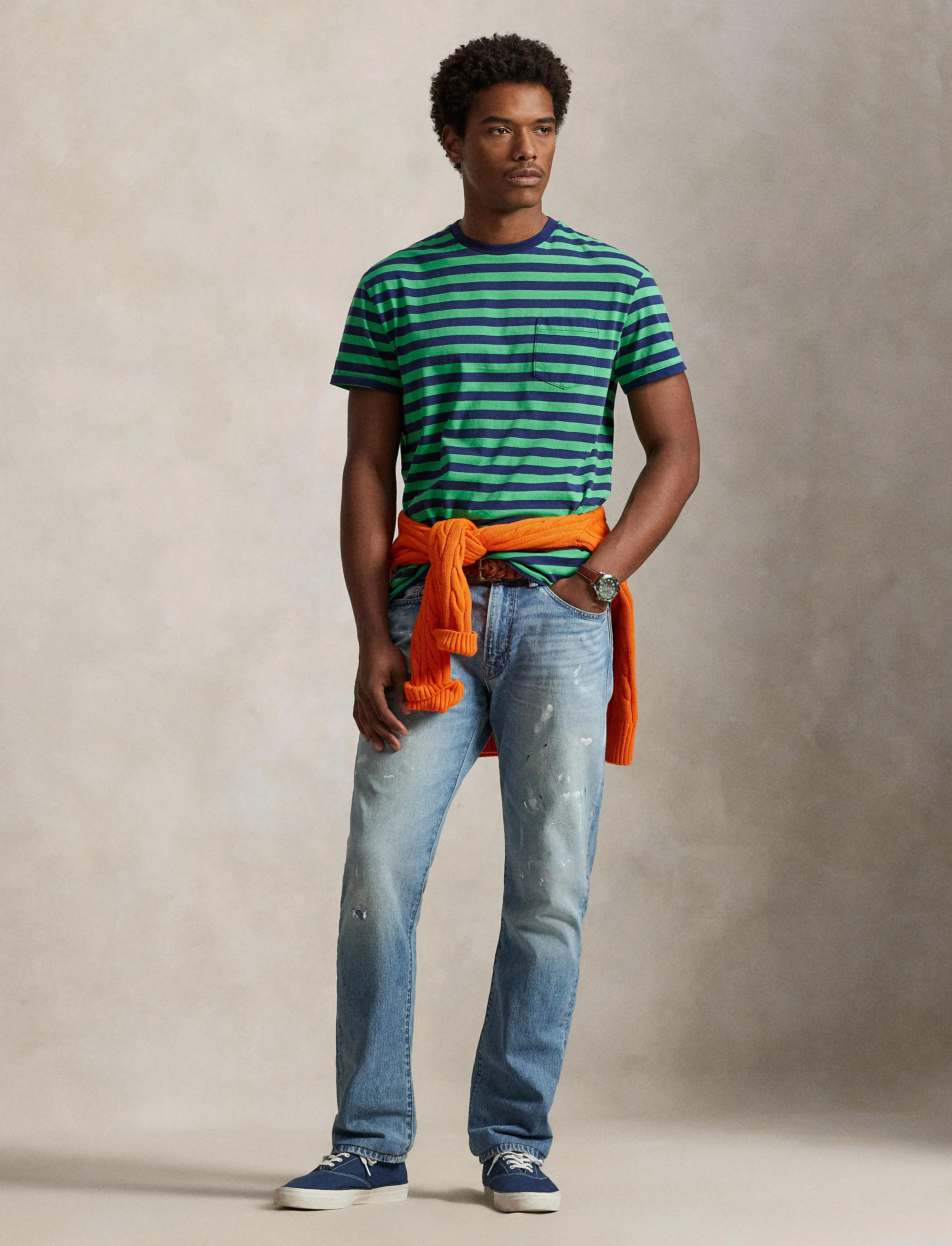 Polo Ralph Lauren Classic Fit Striped Jersey T-Shirt - T-shirts - SUMMER EMERALD/DA / green