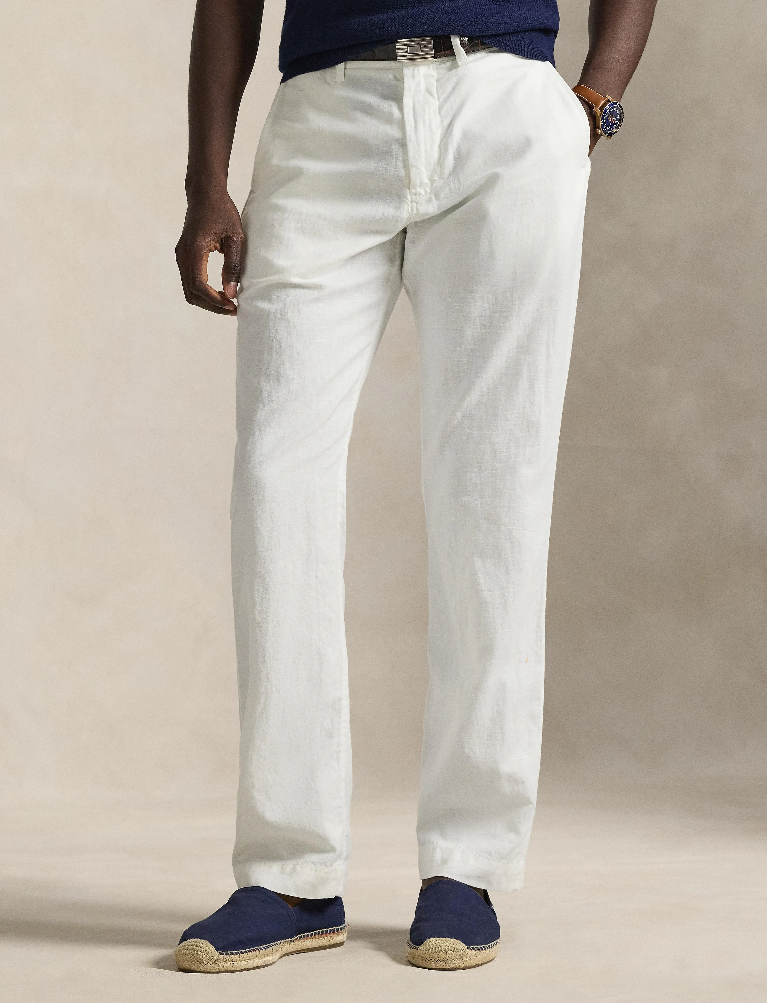 Polo Ralph Lauren Bedford Classic Fit Linen-Cotton Pant - Linen trousers - WHITE / white