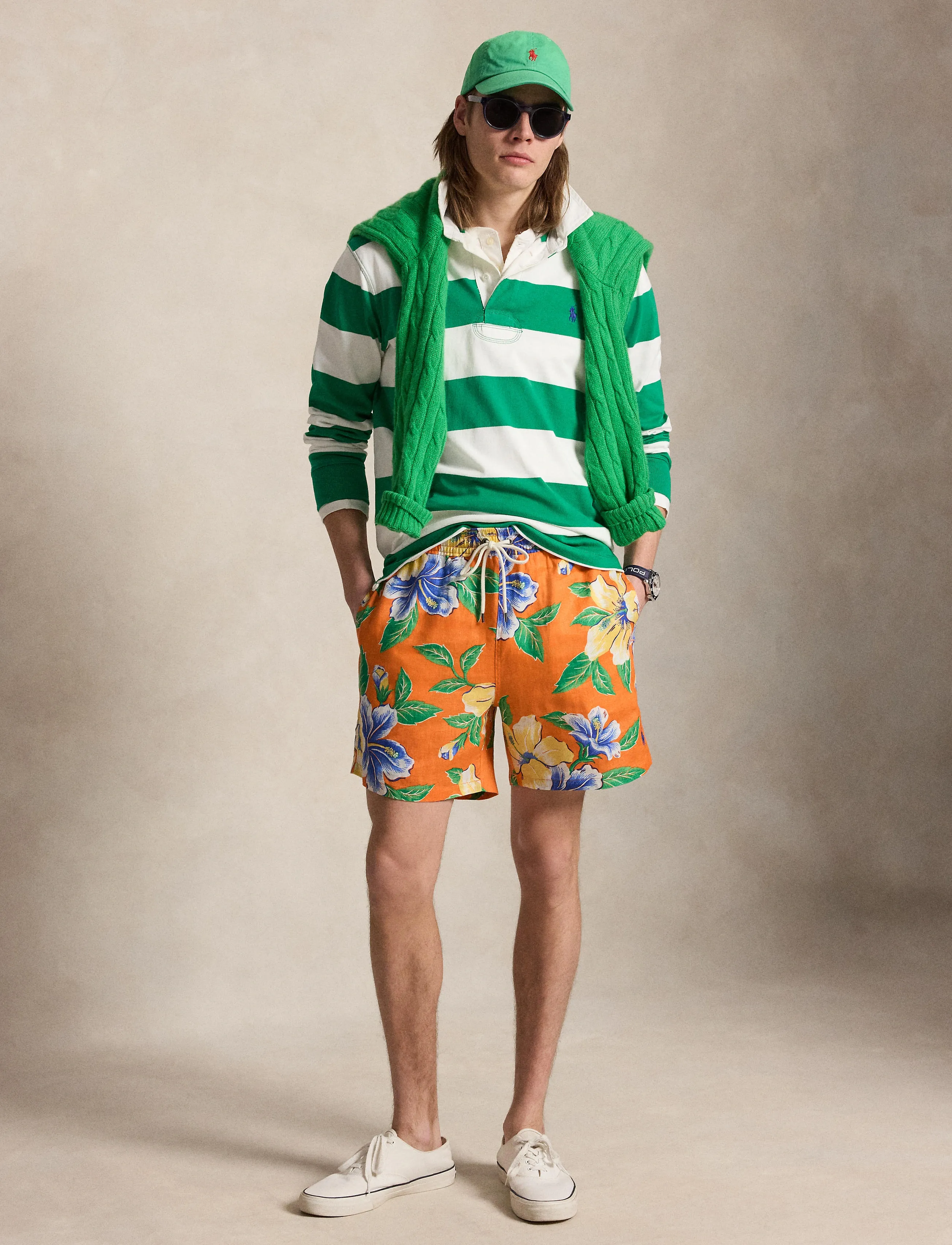 Polo Ralph Lauren PRINTED LINEN-WVN-SWIM BOTTOM - Strandmode - ORANGE ICONIC HIB / orange