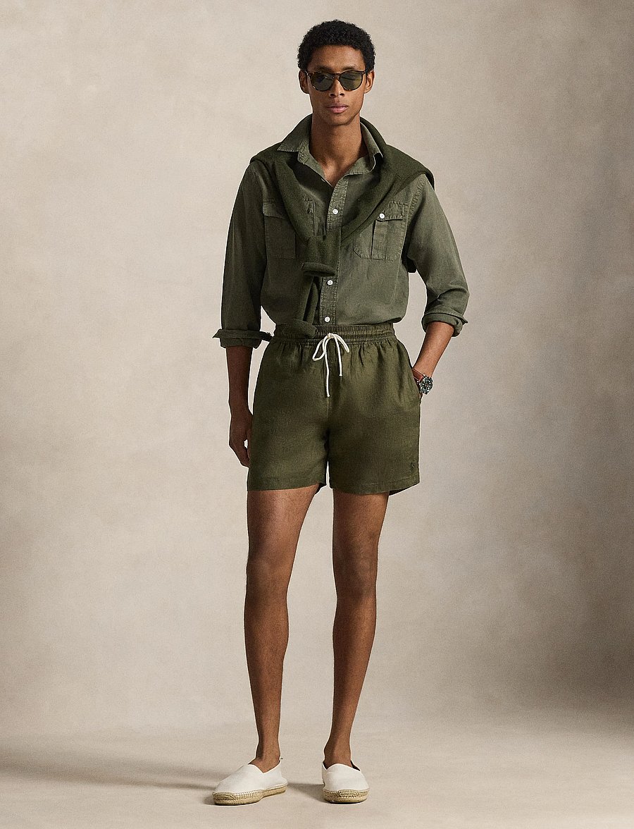 Polo Ralph Lauren - 5.75-Inch Traveler Linen Swim Trunk - badehose - canopy olive - 5
