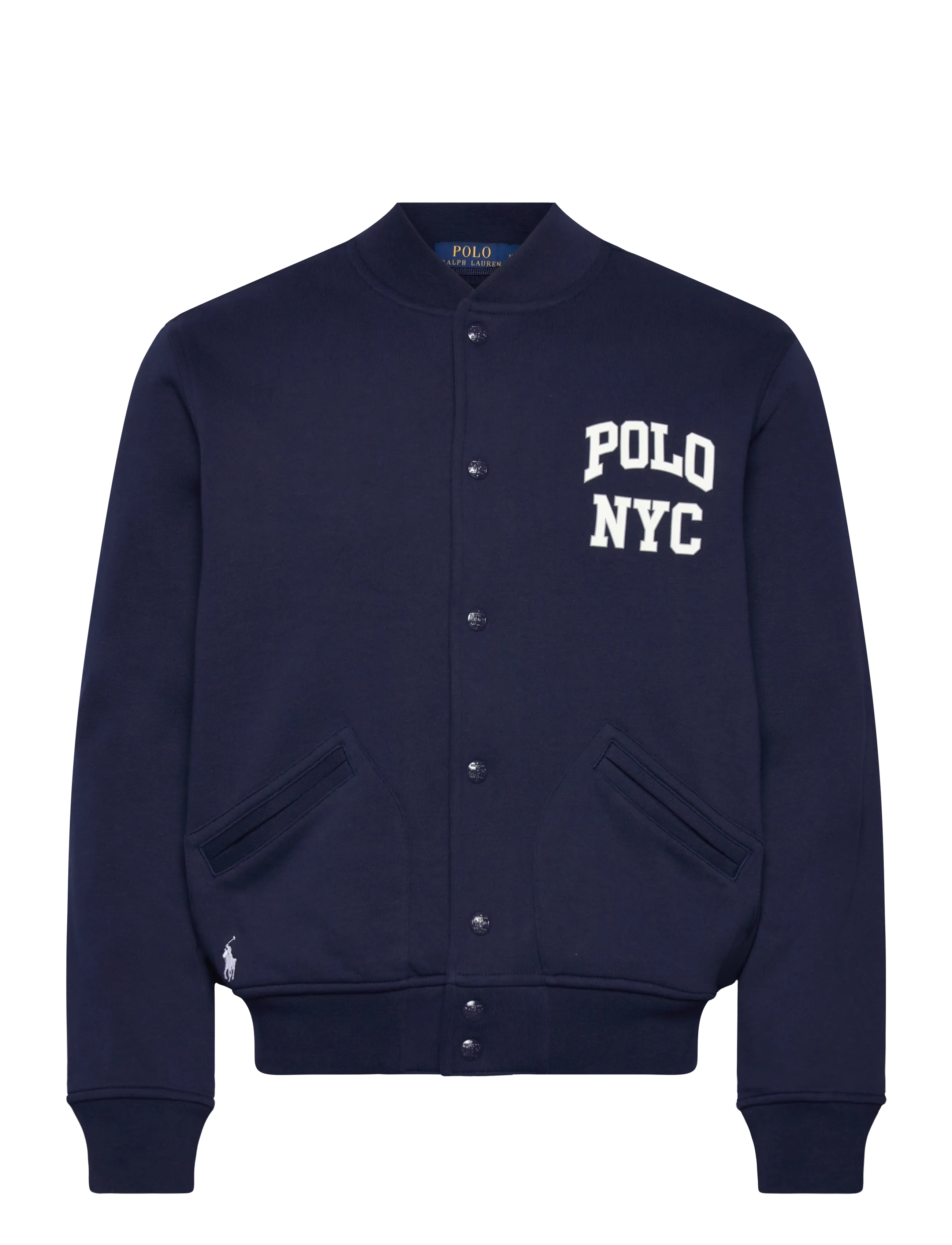Fleece Graphic Baseball Jacket - CRUISE NAVY
