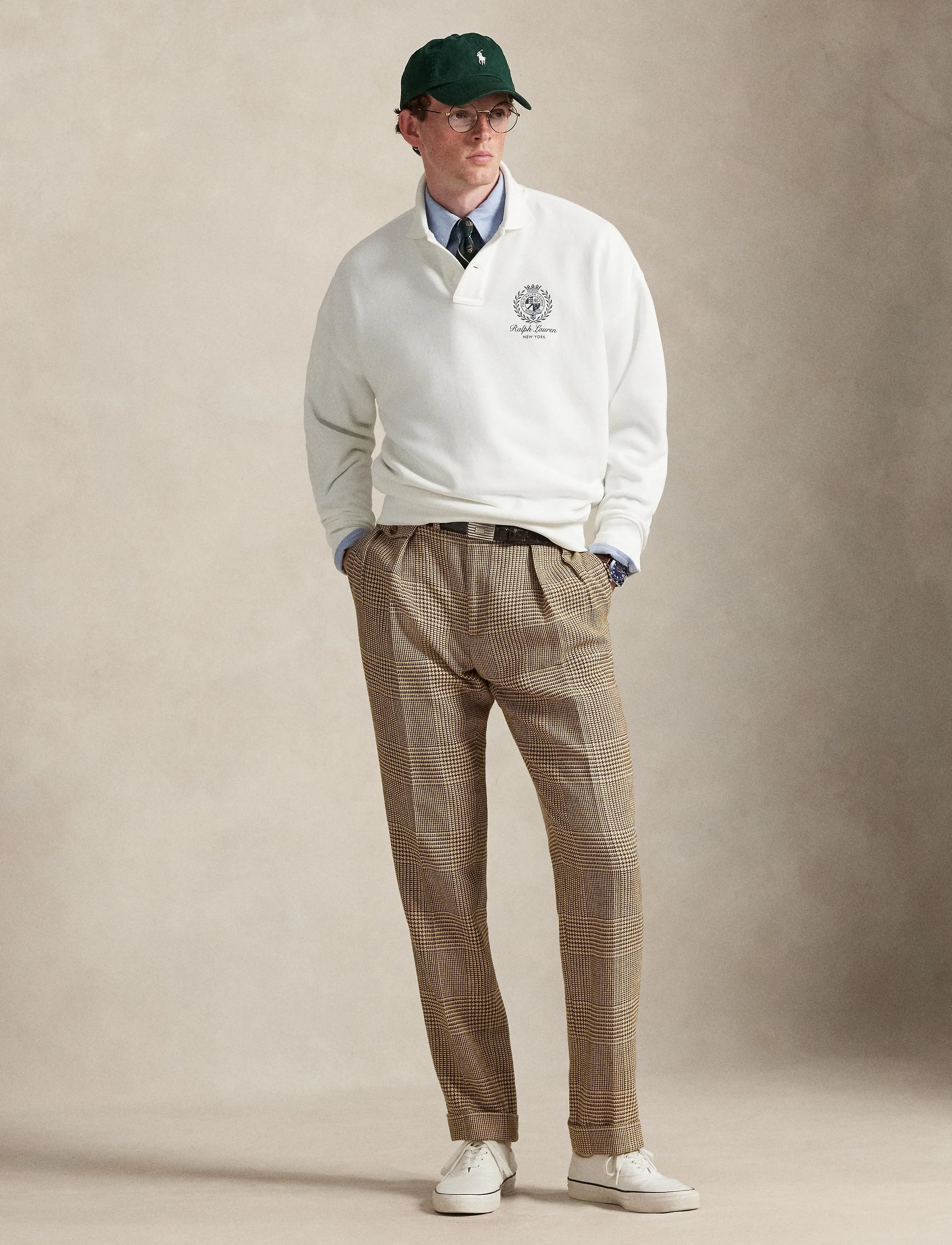 Polo Ralph Lauren Relaxed Fit Fleece Graphic Sweatshirt, XL, Knitwear, Weiß - Long Sleeve Knitted Polos, Männerswear