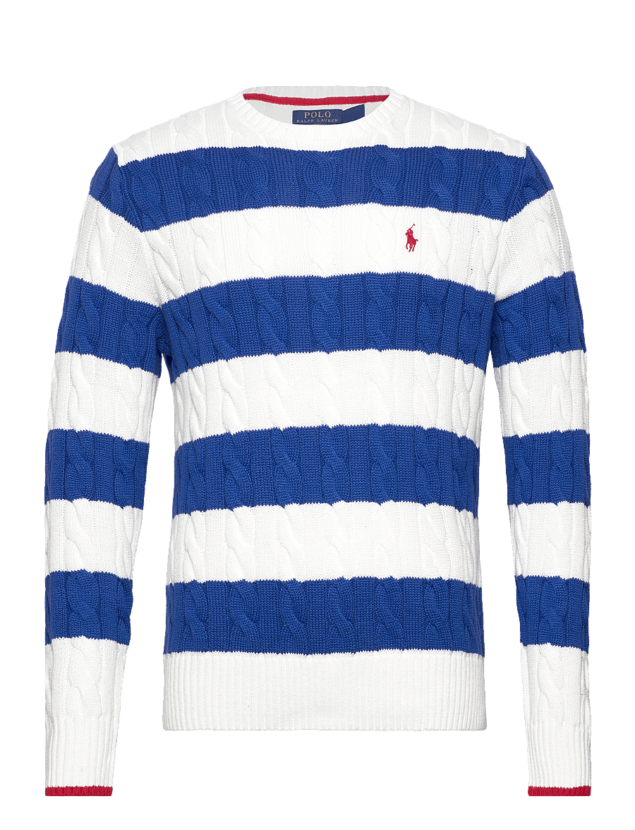 Polo Ralph Lauren - Striped Cable-Knit Cotton Sweater - white combo - 0