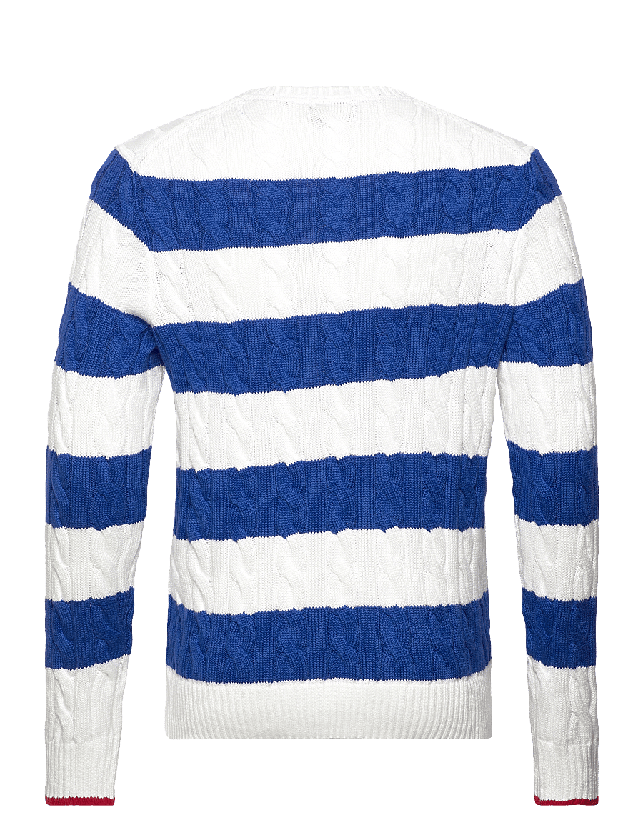 Polo Ralph Lauren - Striped Cable-Knit Cotton Sweater - white combo - 1