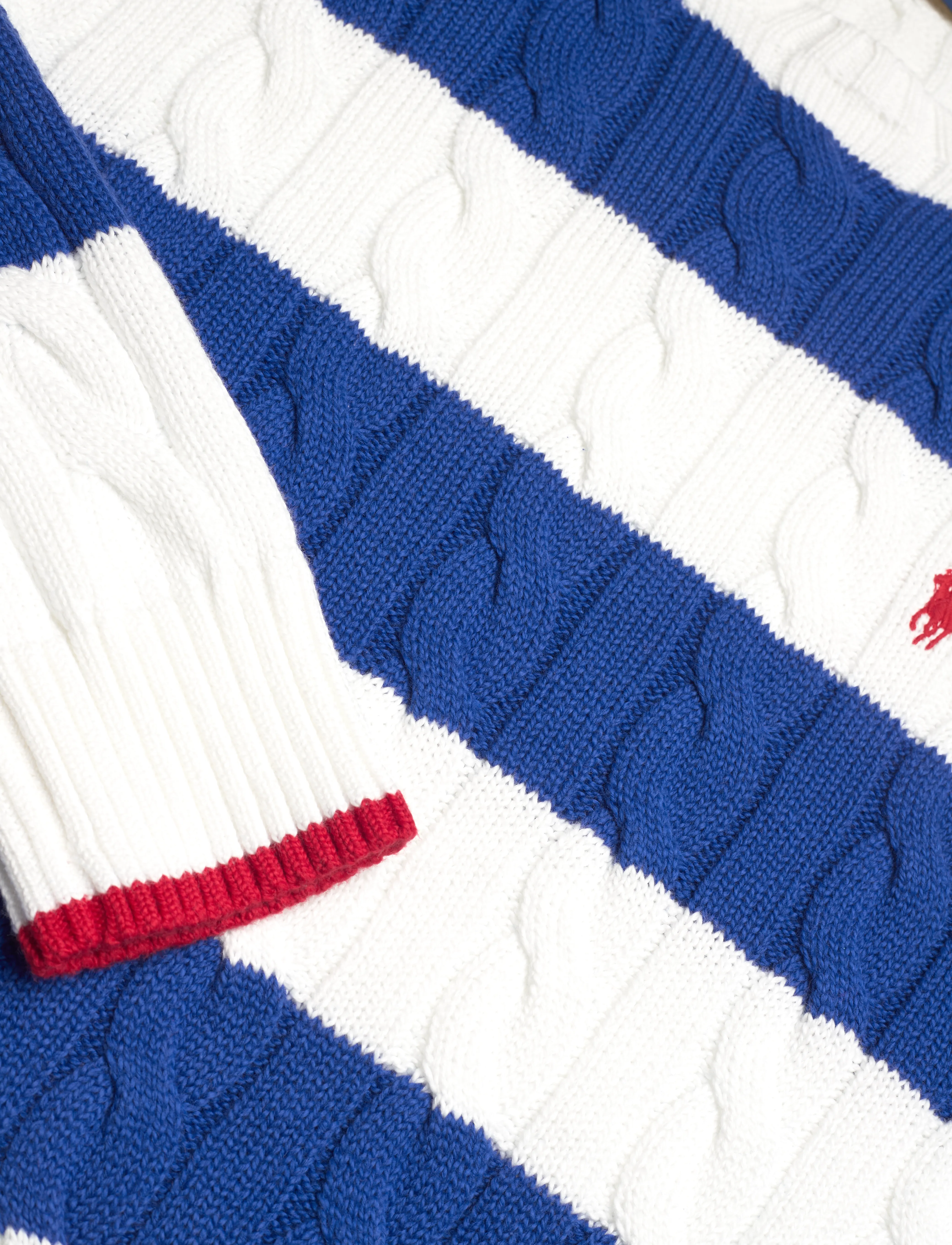 Polo Ralph Lauren - Striped Cable-Knit Cotton Sweater - white combo - 2