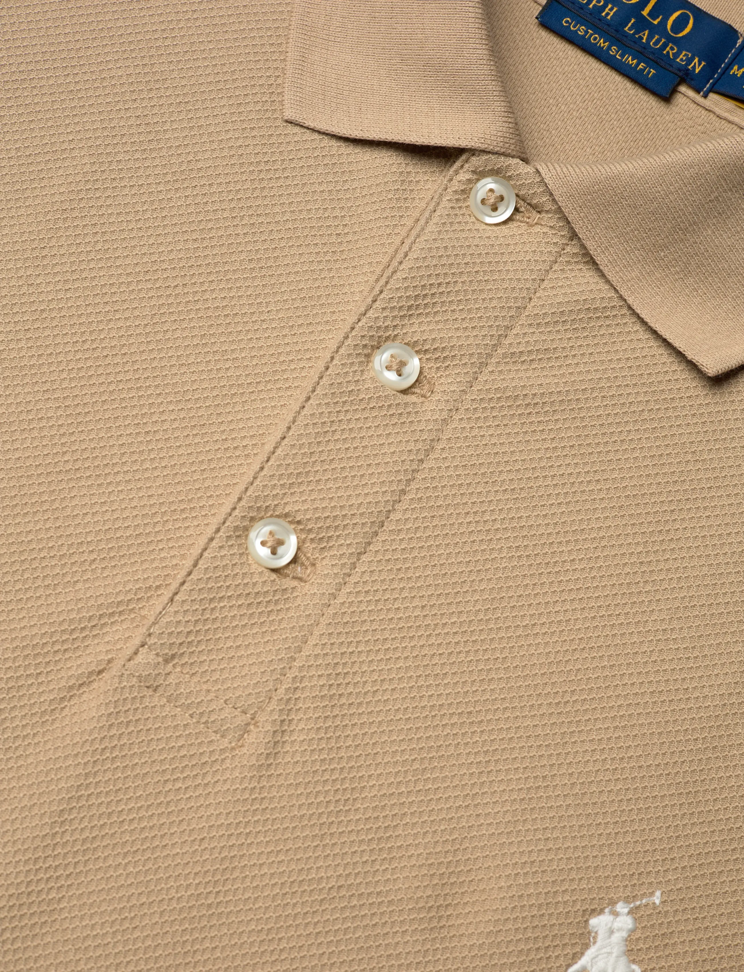Polo Ralph Lauren - Custom Slim Fit Honeycomb-Mesh Polo - kortærmede poloer - coastal beige - 2