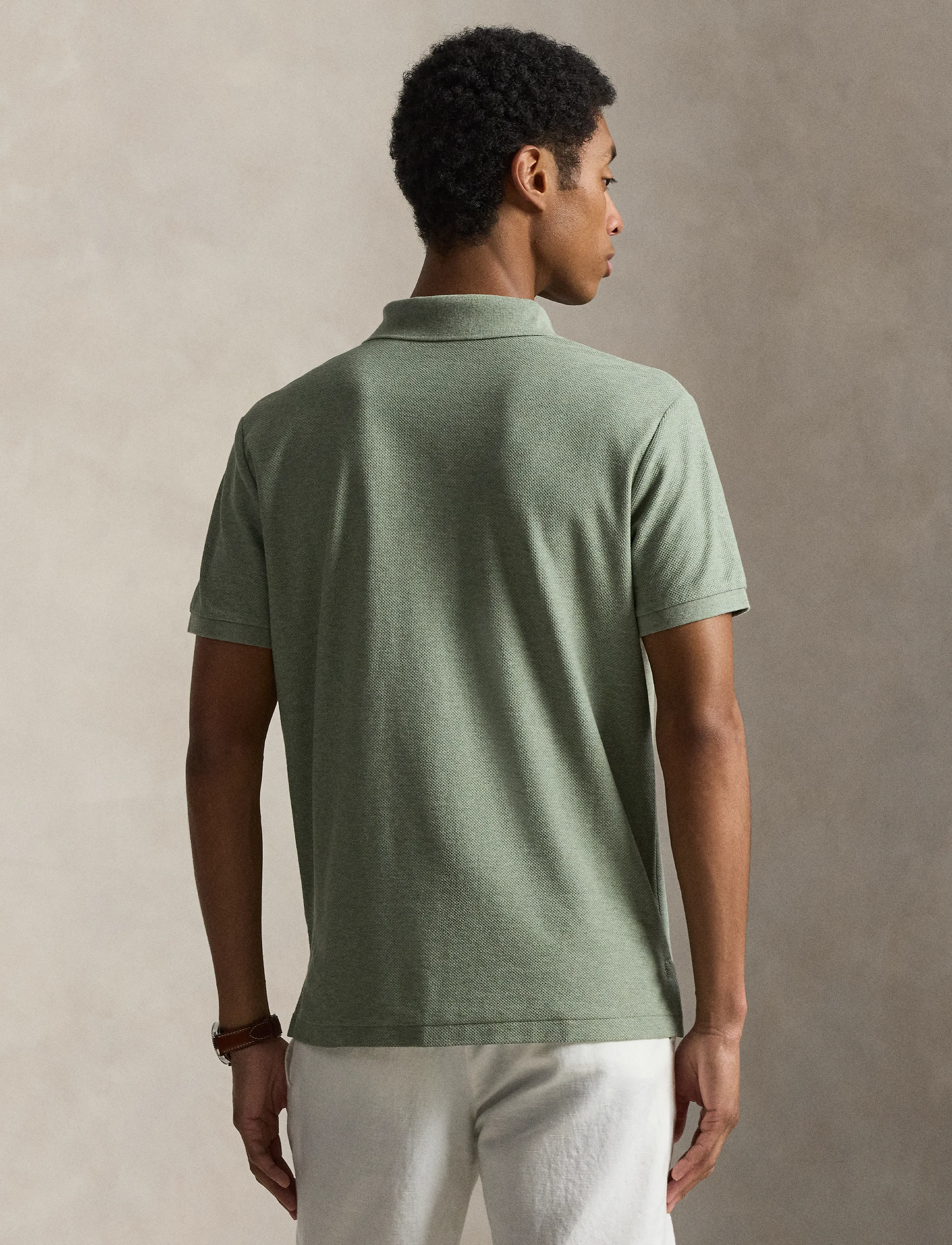 Polo Ralph Lauren - Custom Slim Fit Honeycomb-Mesh Polo - kurzärmelig - greenery heather - 1