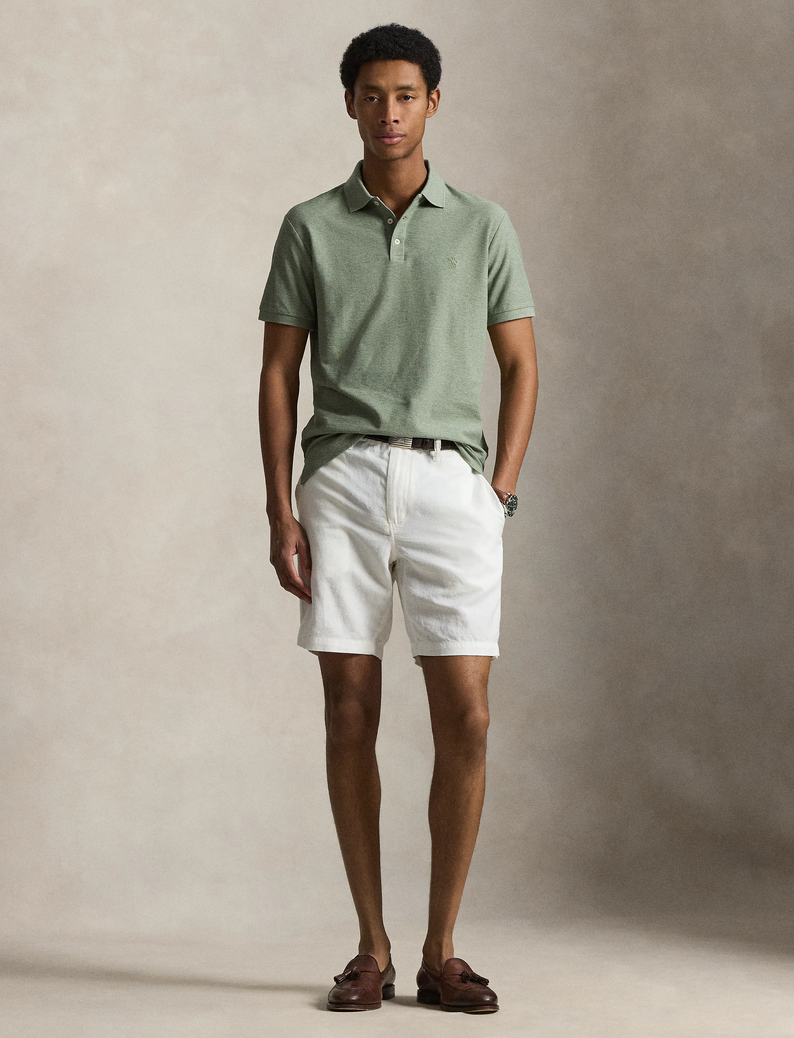 Polo Ralph Lauren - Custom Slim Fit Honeycomb-Mesh Polo - kurzärmelig - greenery heather - 3