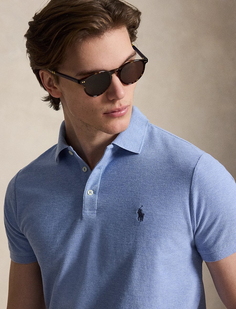 Polo Ralph Lauren - Custom Slim Fit Honeycomb-Mesh Polo - kurzärmelig - isle heather - 3