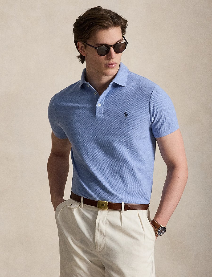 Polo Ralph Lauren - Custom Slim Fit Honeycomb-Mesh Polo - kurzärmelig - isle heather - 4