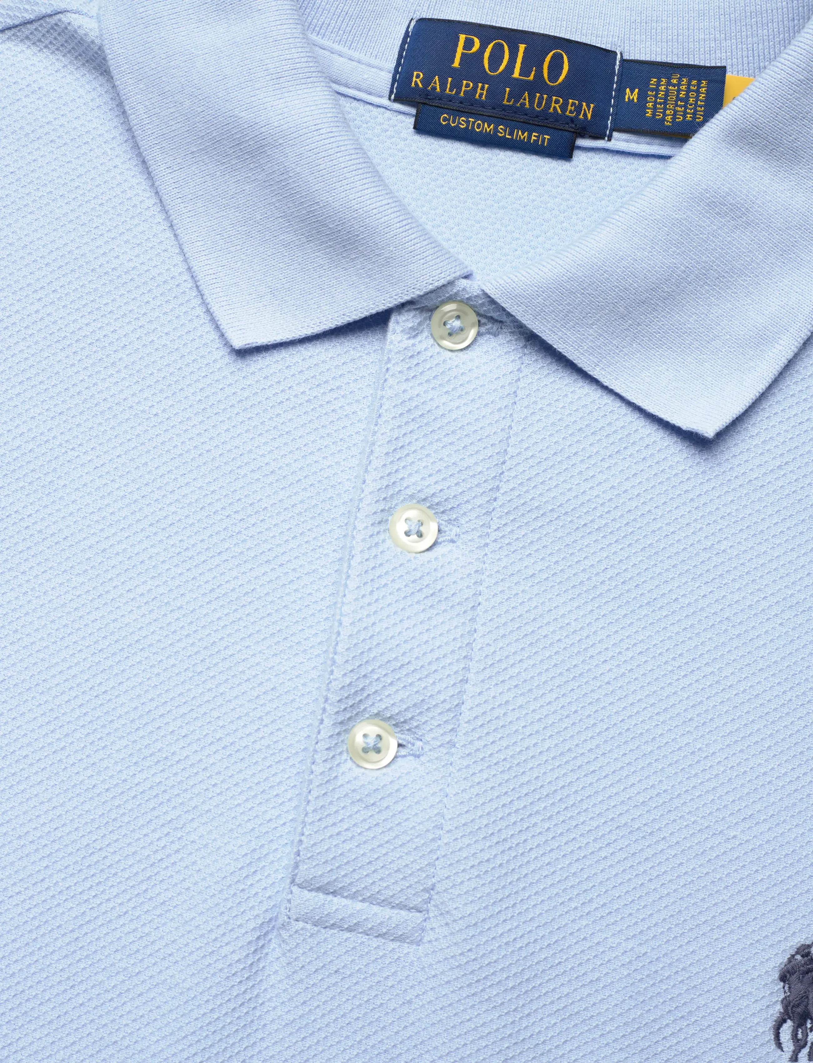Polo Ralph Lauren - Custom Slim Fit Honeycomb-Mesh Polo - kortærmede poloer - office blue - 2