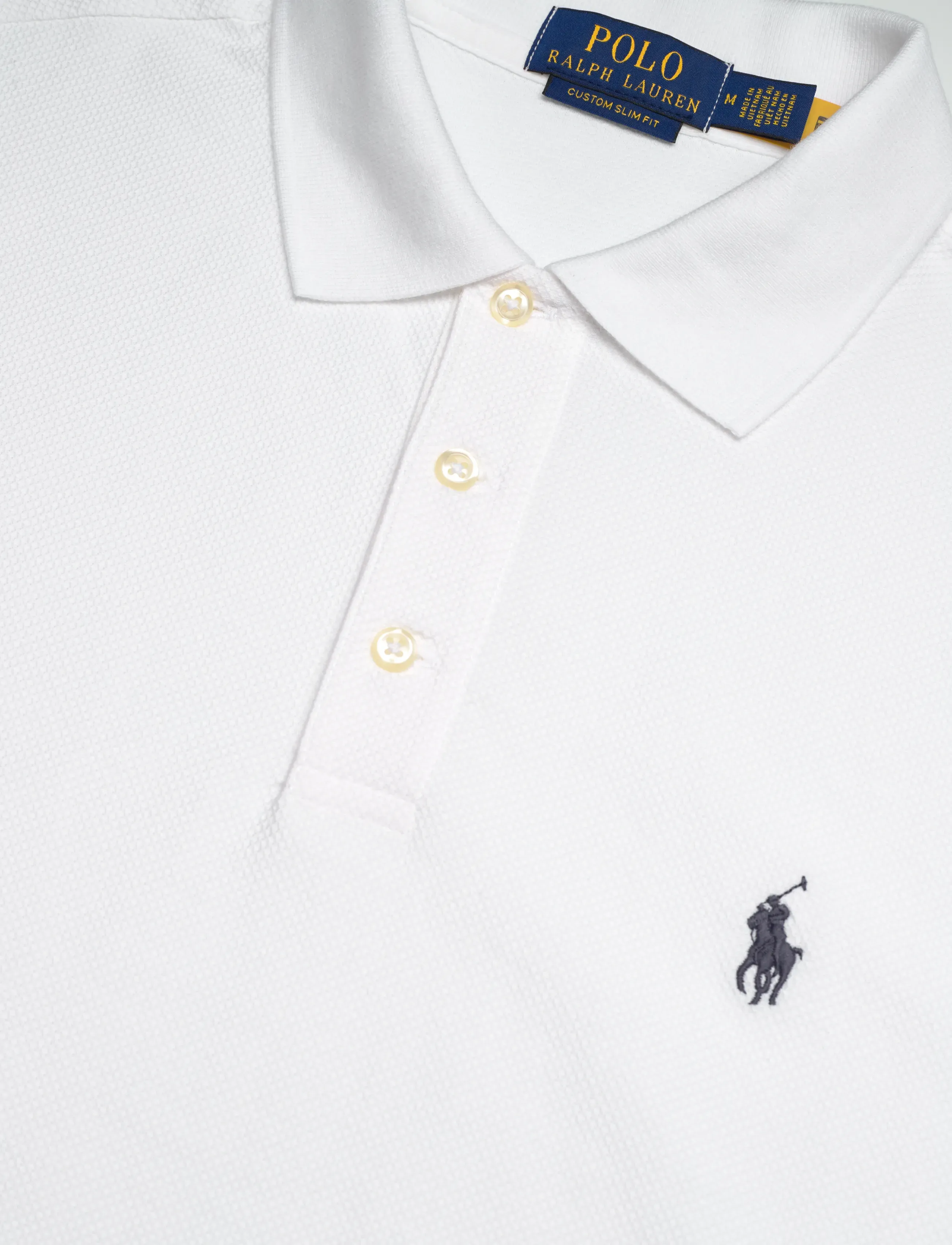 Polo Ralph Lauren - Custom Slim Fit Honeycomb-Mesh Polo - kortærmede poloer - white - 2