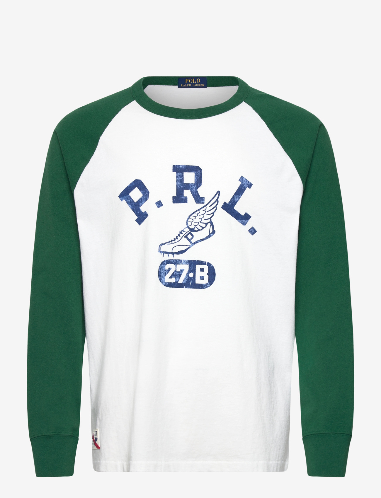 Polo Ralph Lauren - Custom Slim Fit Jersey Baseball T-Shirt - langærmede t-shirts - white/new forest - 0