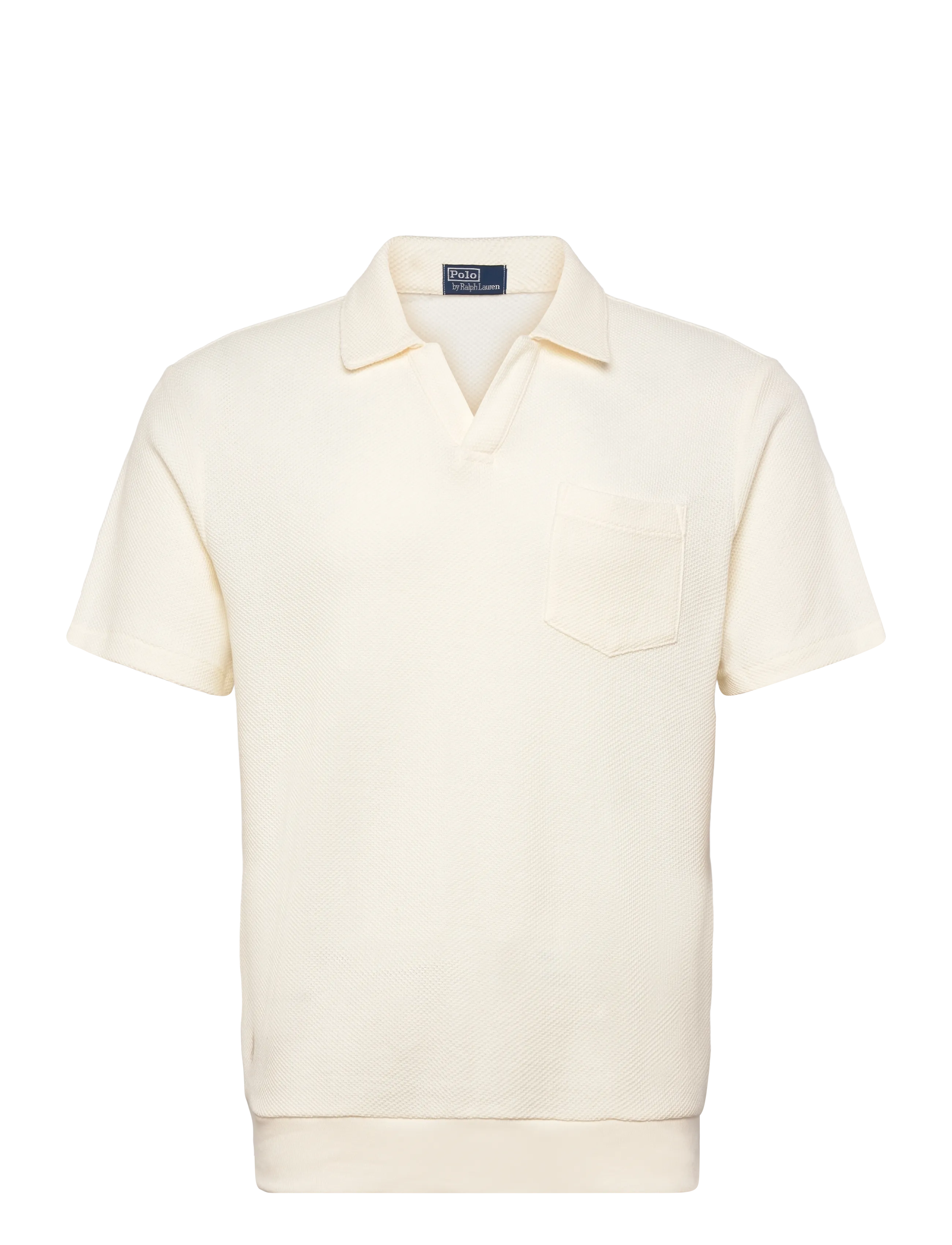 Standard Fit Honeycomb-Mesh Polo Shirt - PALE CREAM