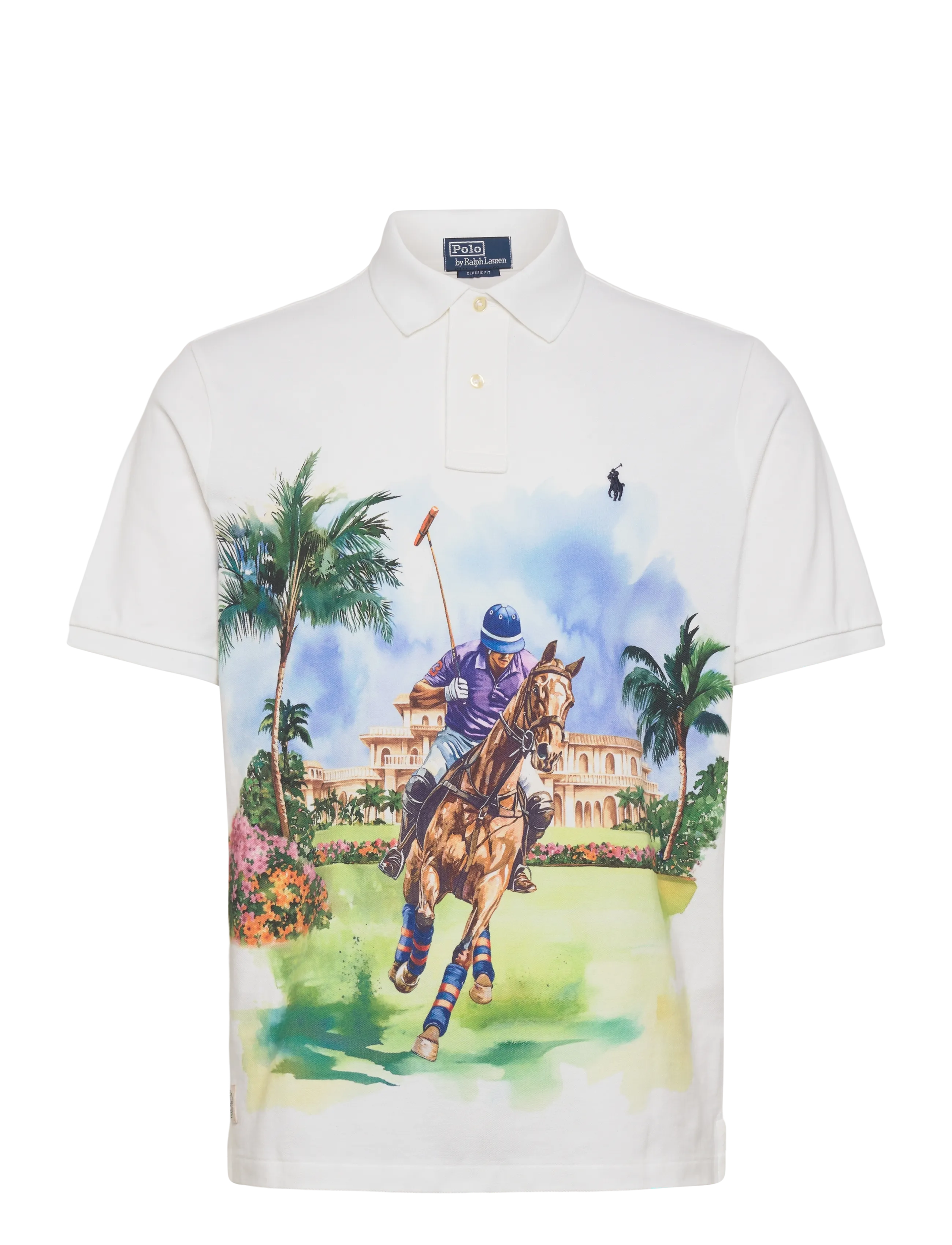 Polo Ralph Lauren Classic Fit Mesh Graphic Polo Shirt - Pikéer - POLO SOCIETY POST / white