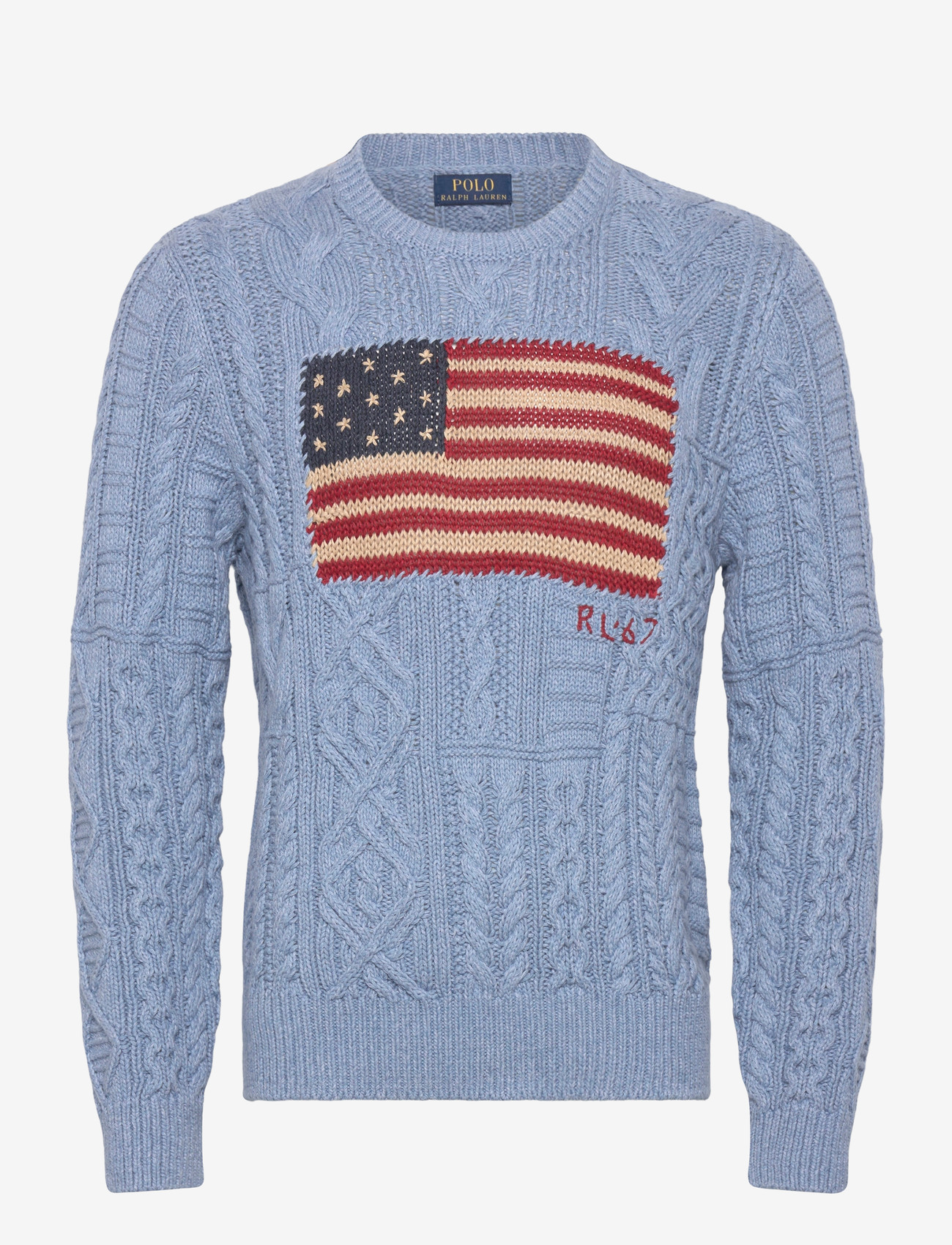 Polo Ralph Lauren - Aran-Knit Flag Sweater - Ümmarguse kaelusega kudumid - light blue combo - 0