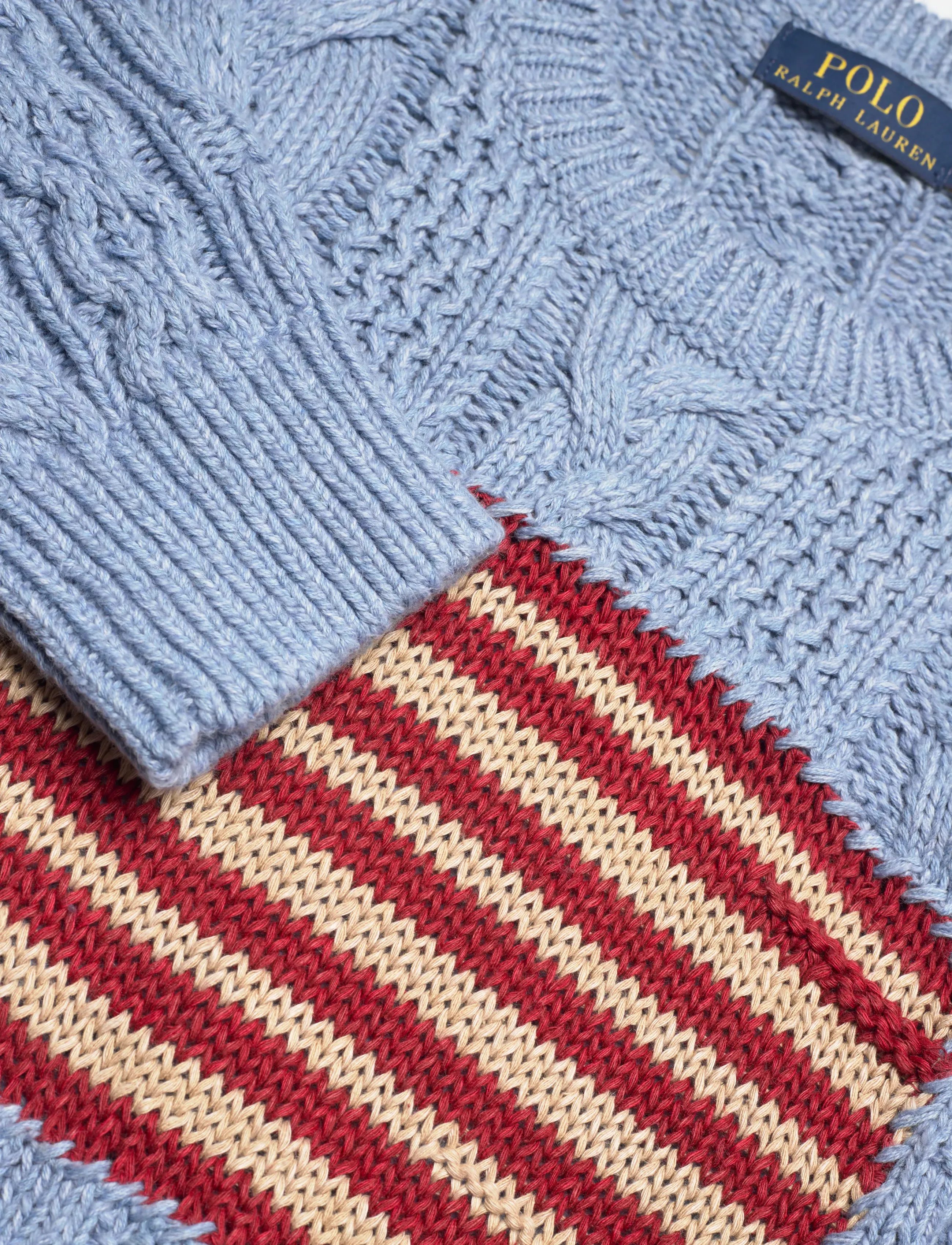 Polo Ralph Lauren - Aran-Knit Flag Sweater - Ümmarguse kaelusega kudumid - light blue combo - 2