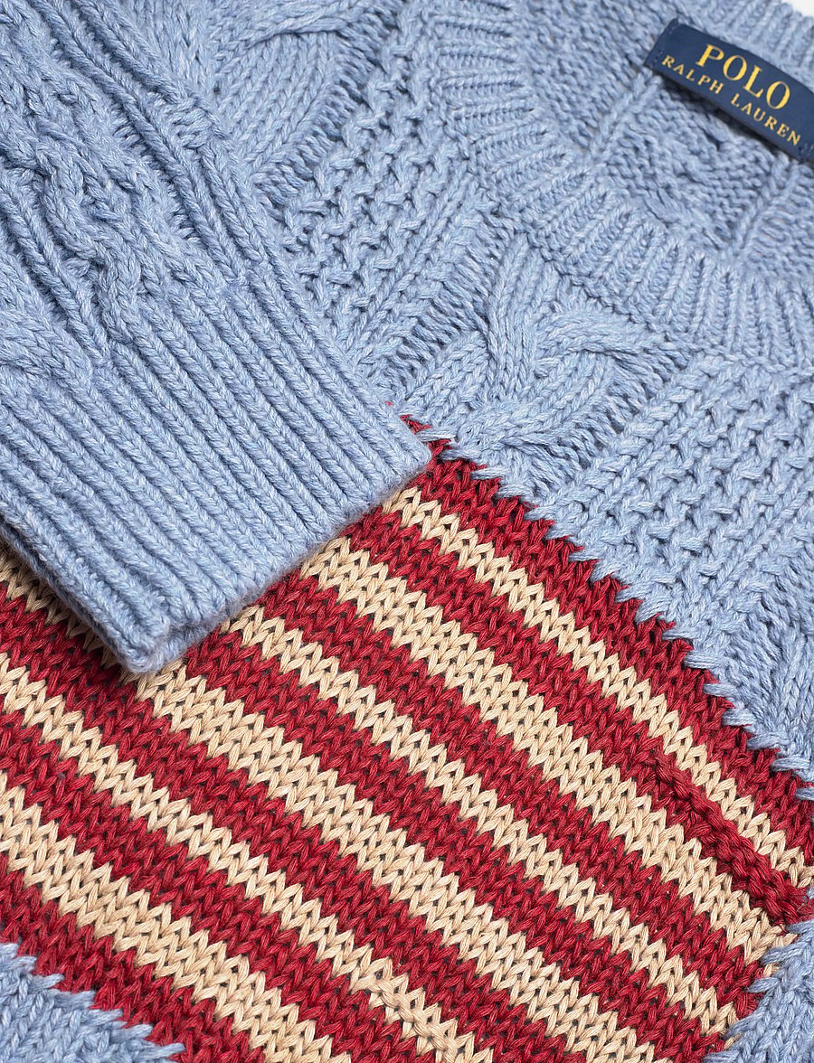 Polo Ralph Lauren - Aran-Knit Flag Sweater - Ümmarguse kaelusega kudumid - light blue combo - 2