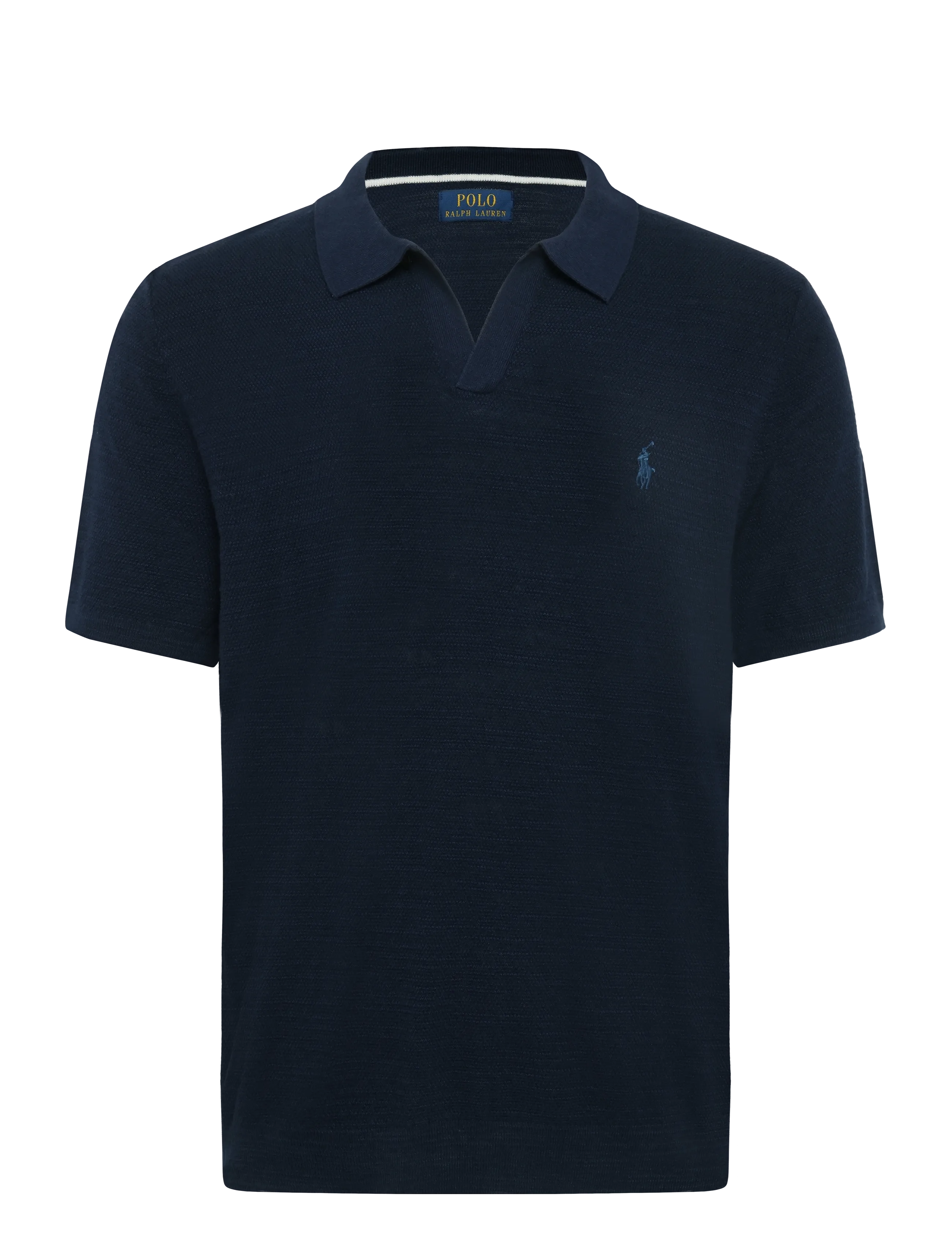 Cotton-Linen Polo-Collar Sweater