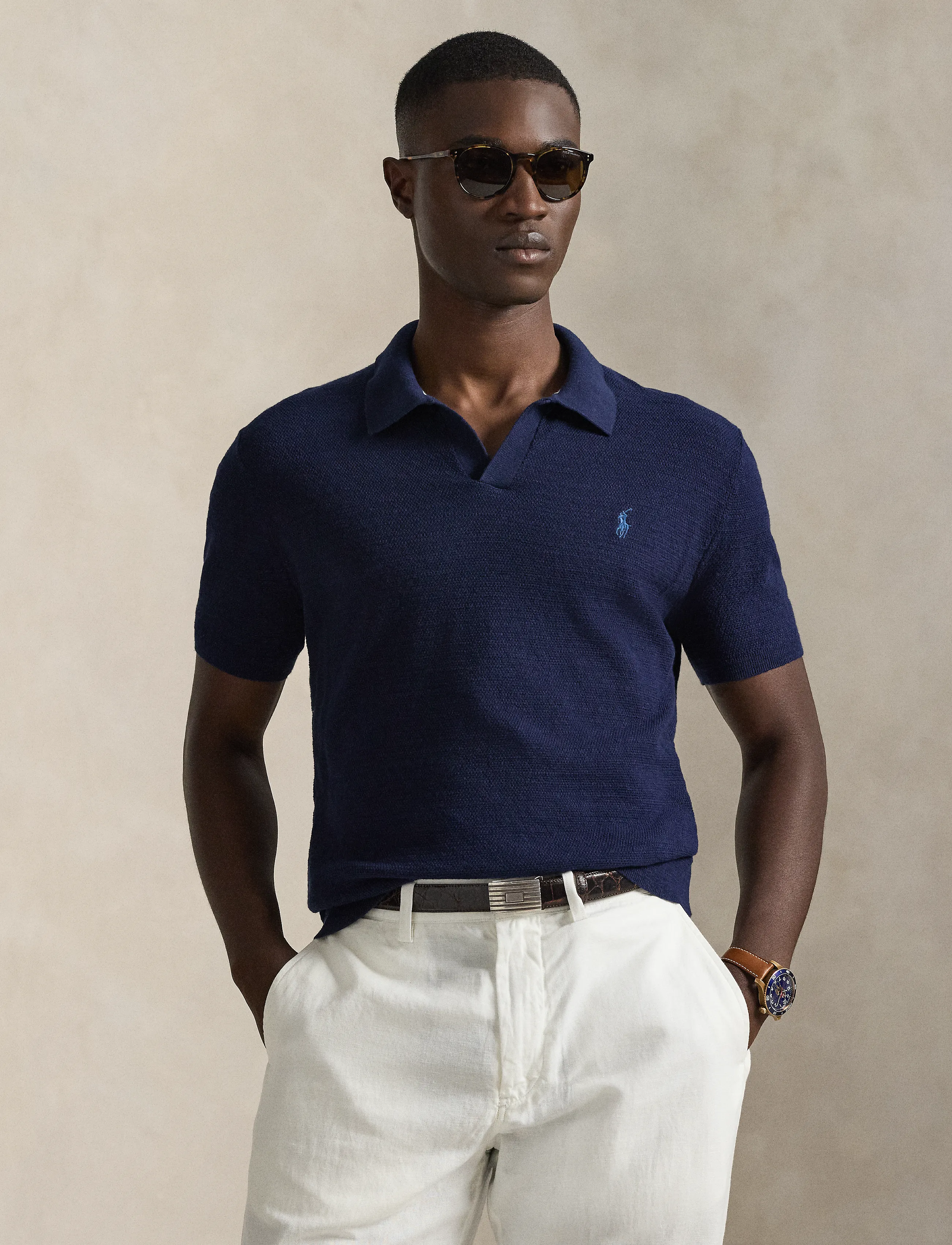 Polo Ralph Lauren - Cotton-Linen Polo-Collar Sweater - lühikeste varrukatega polod - bright navy/deckw - 2