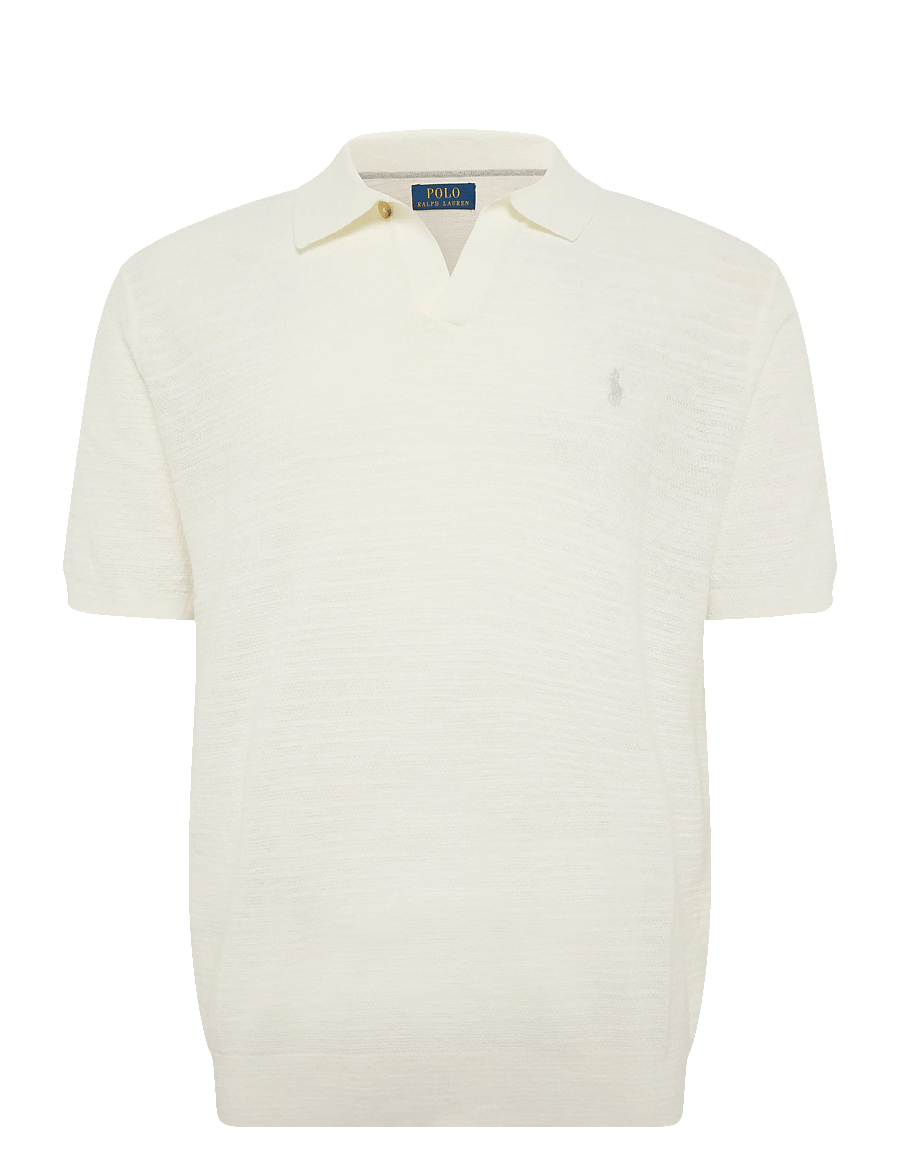 Polo Ralph Lauren - Cotton-Linen Polo-Collar Sweater - lühikeste varrukatega polod - deckwash white/an - 1