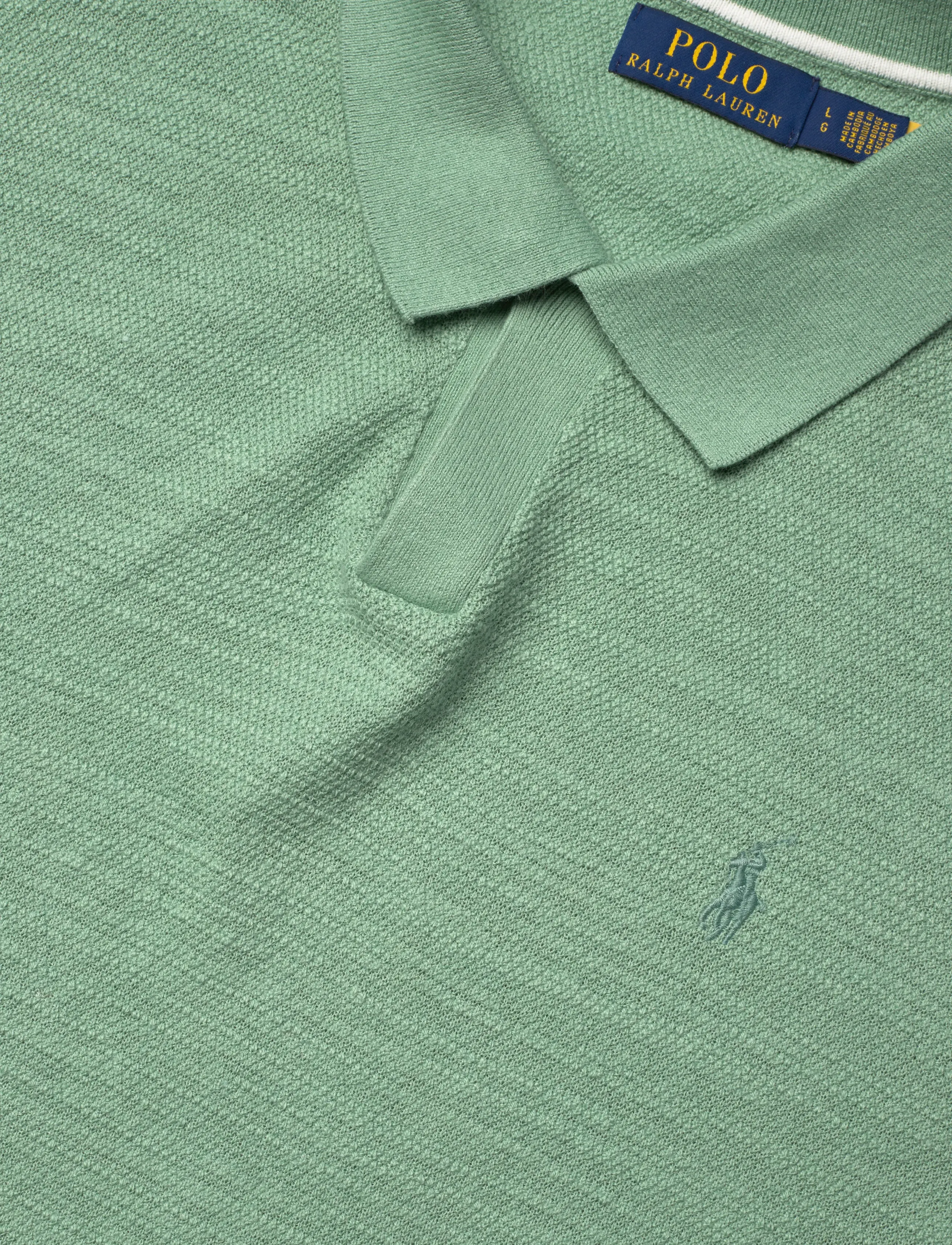 Polo Ralph Lauren - Cotton-Linen Polo-Collar Sweater - stutterma pólóbolir - faded mint/deckwa - 2