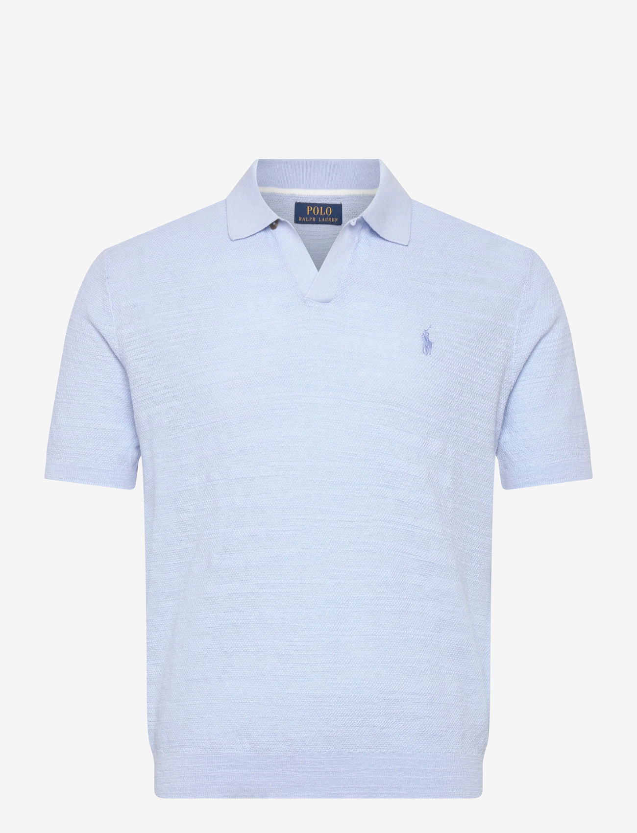 Polo Ralph Lauren - Cotton-Linen Polo-Collar Sweater - kortærmede poloer - office blue/deckw - 0