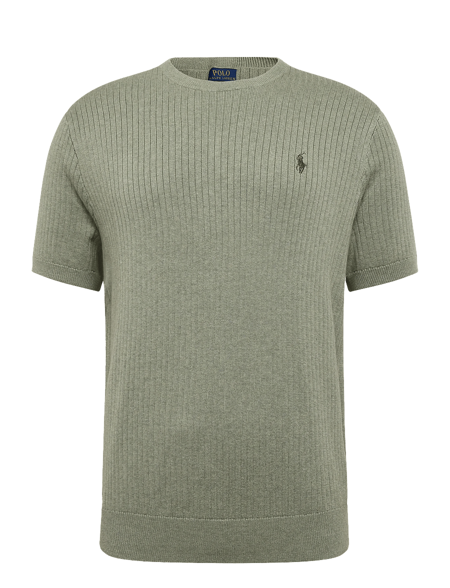 Polo Ralph Lauren - Rib-Knit Cotton Short-Sleeve Sweater - kortärmade t-shirts - fern green heathe - 1