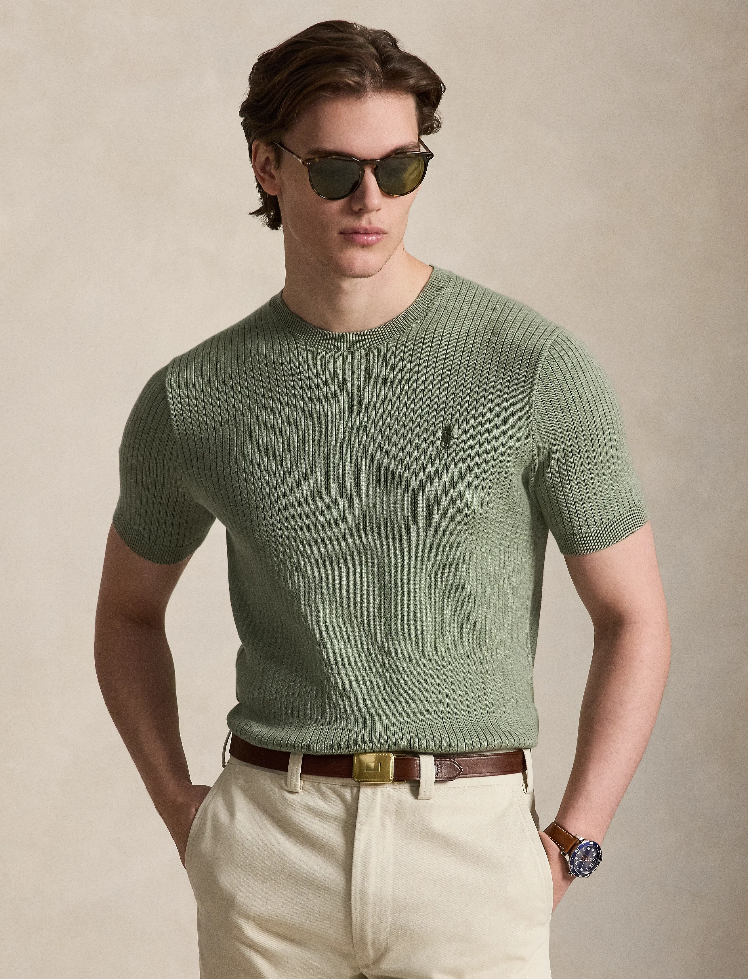 Polo Ralph Lauren Rib-Knit Cotton Short-Sleeve Sweater - - undefined / undefined