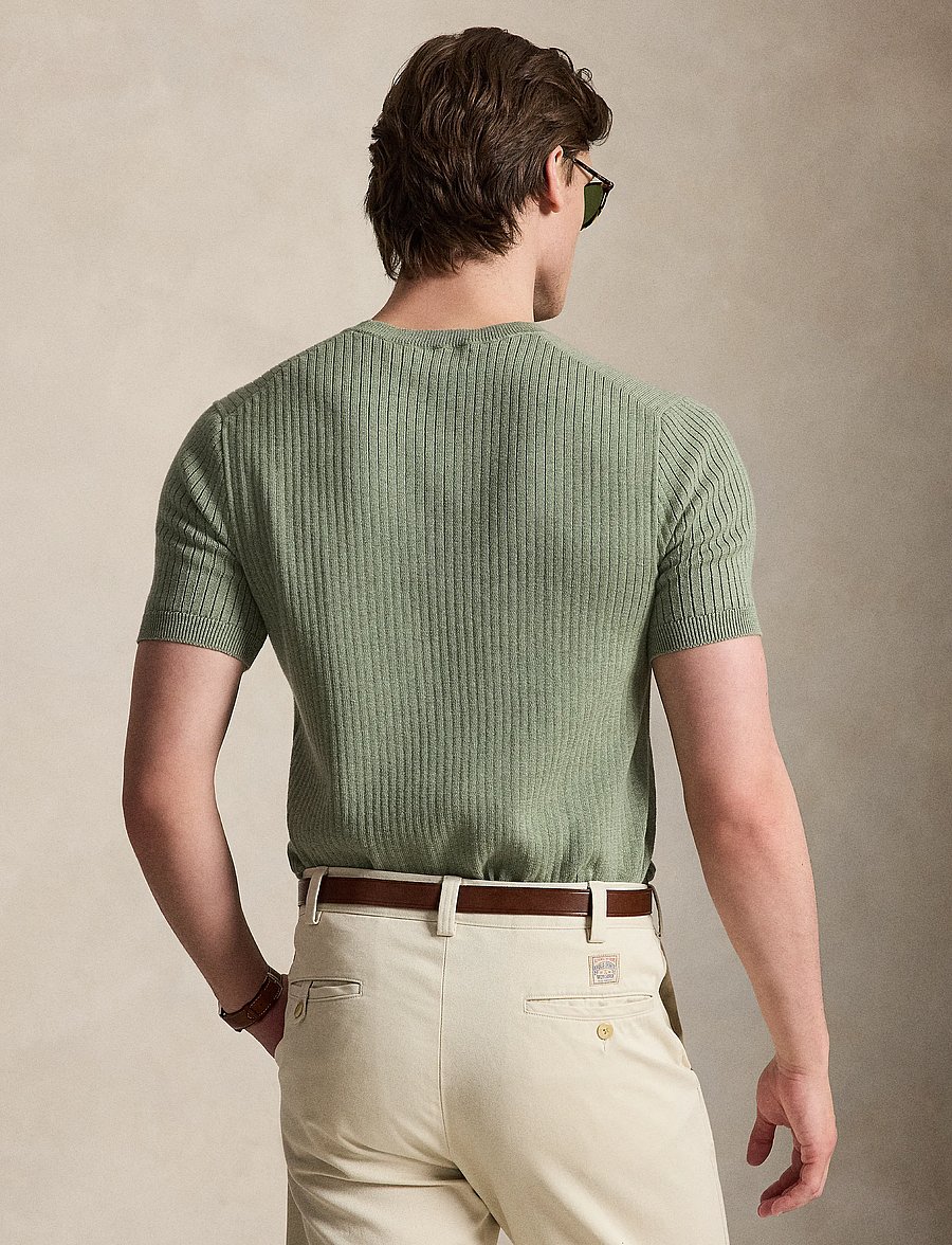 Polo Ralph Lauren - Rib-Knit Cotton Short-Sleeve Sweater - fern green heathe - 2