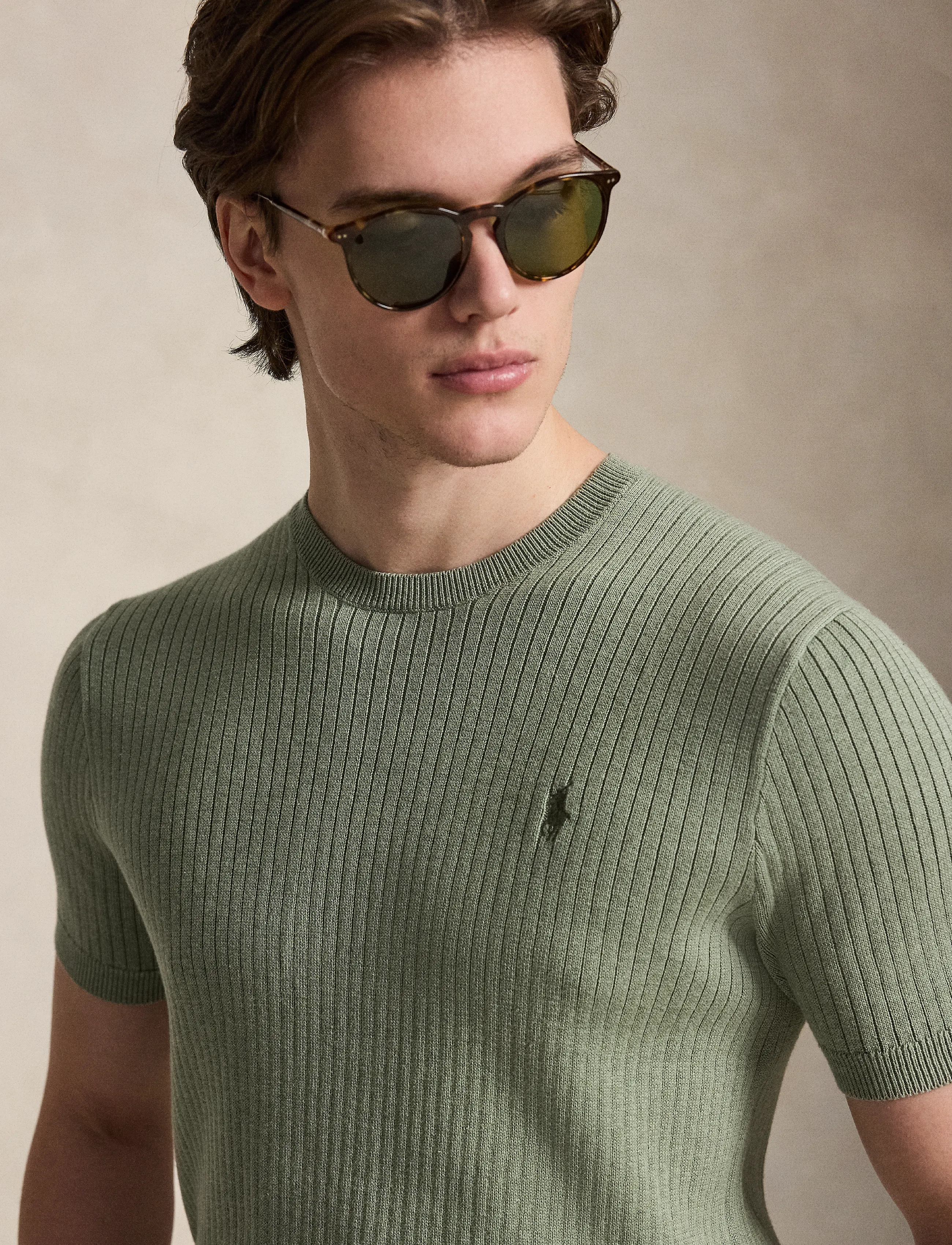 Polo Ralph Lauren - Rib-Knit Cotton Short-Sleeve Sweater - fern green heathe - 4
