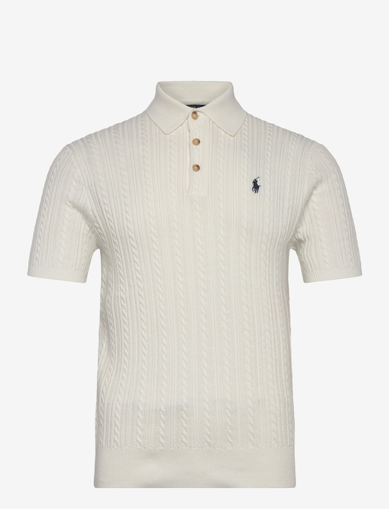 Polo Ralph Lauren - Cable-Knit Cotton Polo-Collar Sweater - polostrik - deckwash white w - 0