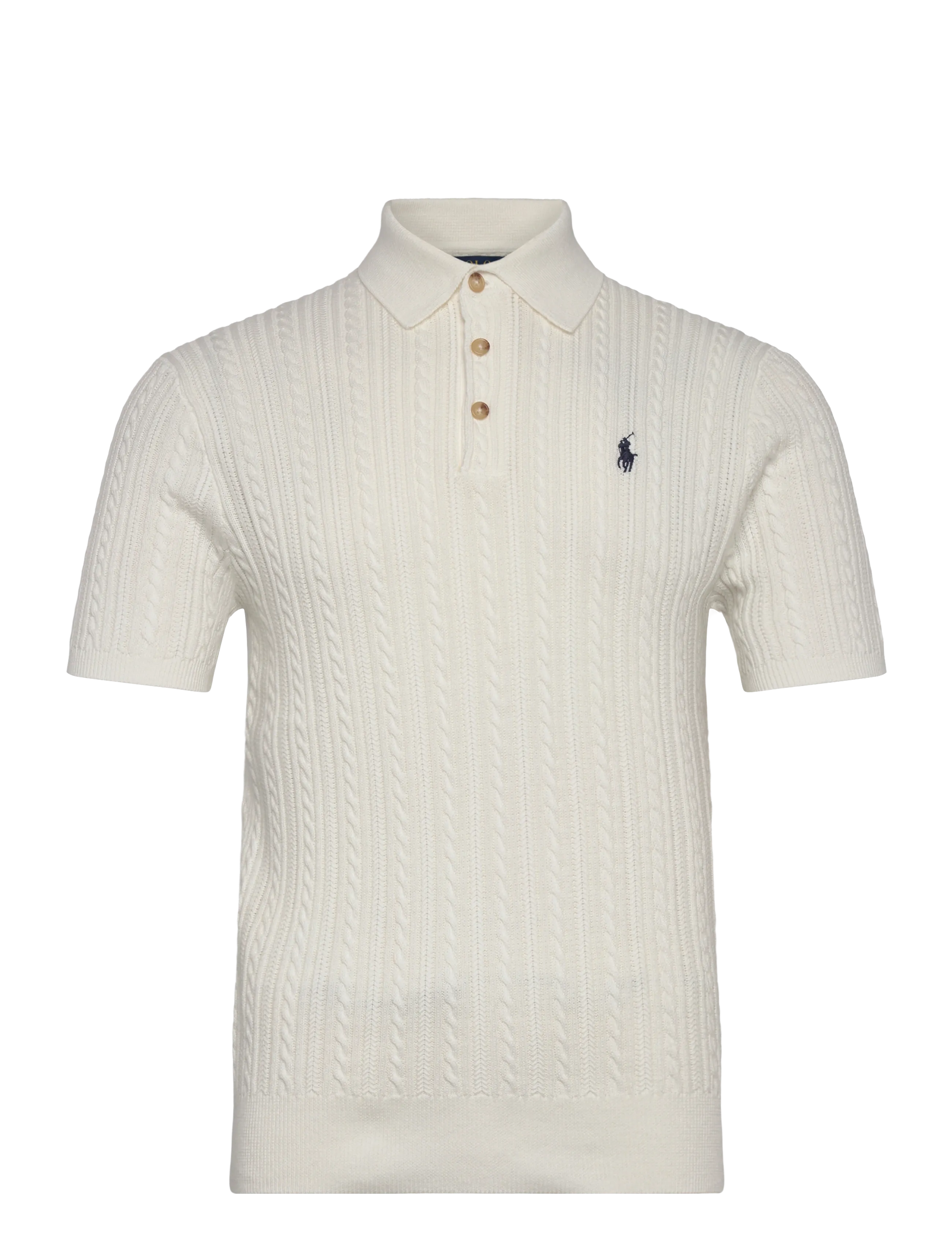 Polo Ralph Lauren Cable-Knit Cotton Polo-Collar Sweater - Valentines - DECKWASH WHITE W / cream