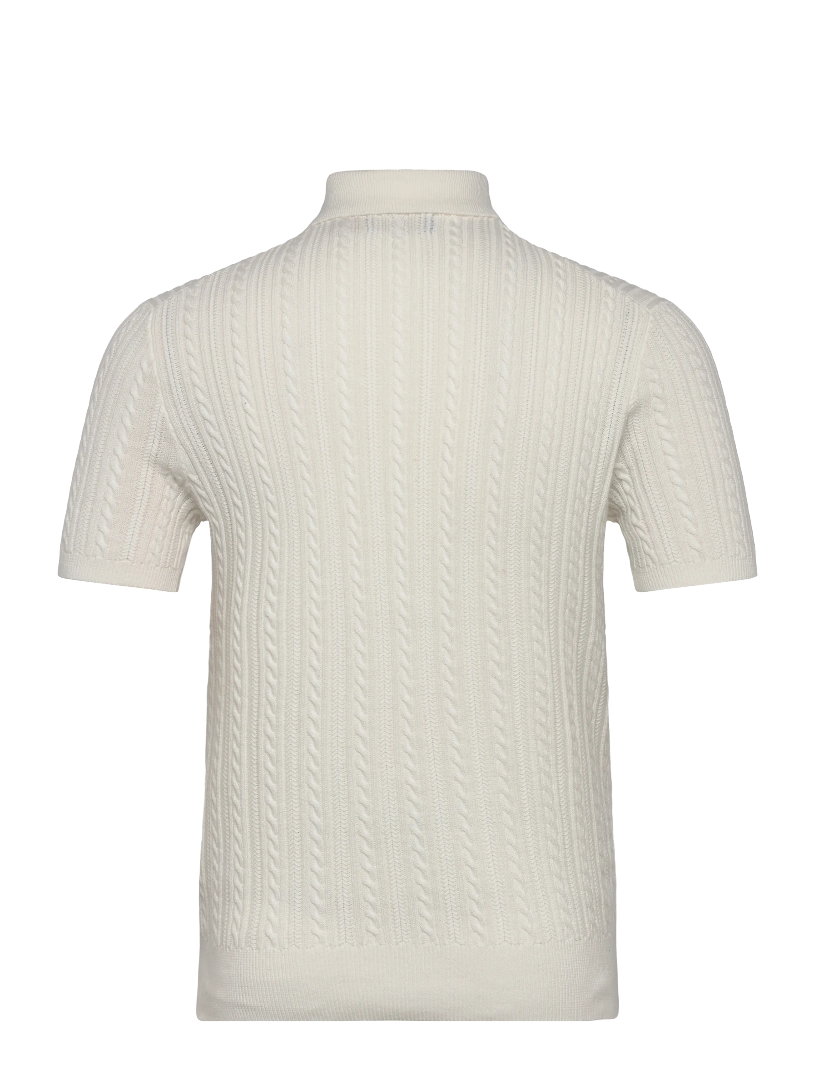 Polo Ralph Lauren - Cable-Knit Cotton Polo-Collar Sweater - stickade pikéer - deckwash white w - 1