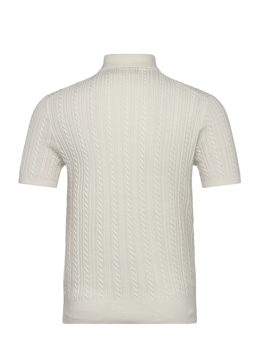 Polo Ralph Lauren - Cable-Knit Cotton Polo-Collar Sweater - gestrickte polohemden - deckwash white w - 1