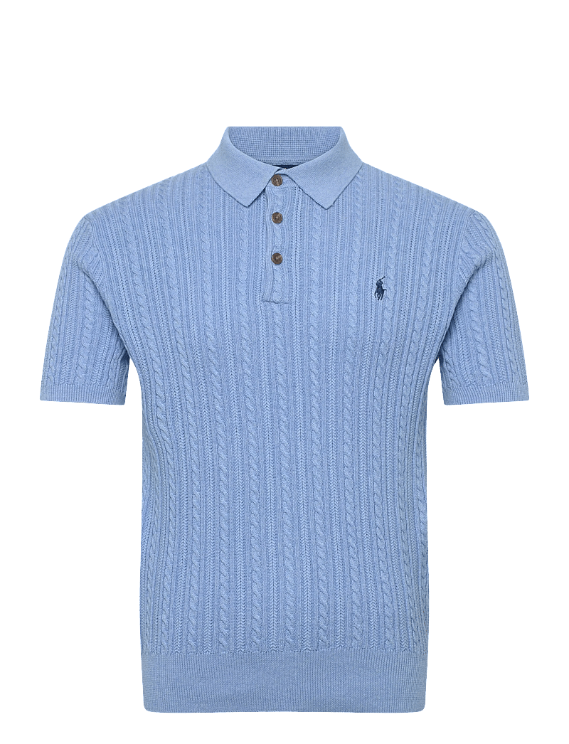 Polo Ralph Lauren - Cable-Knit Cotton Polo-Collar Sweater - gestrickte polohemden - light boleite blu - 0