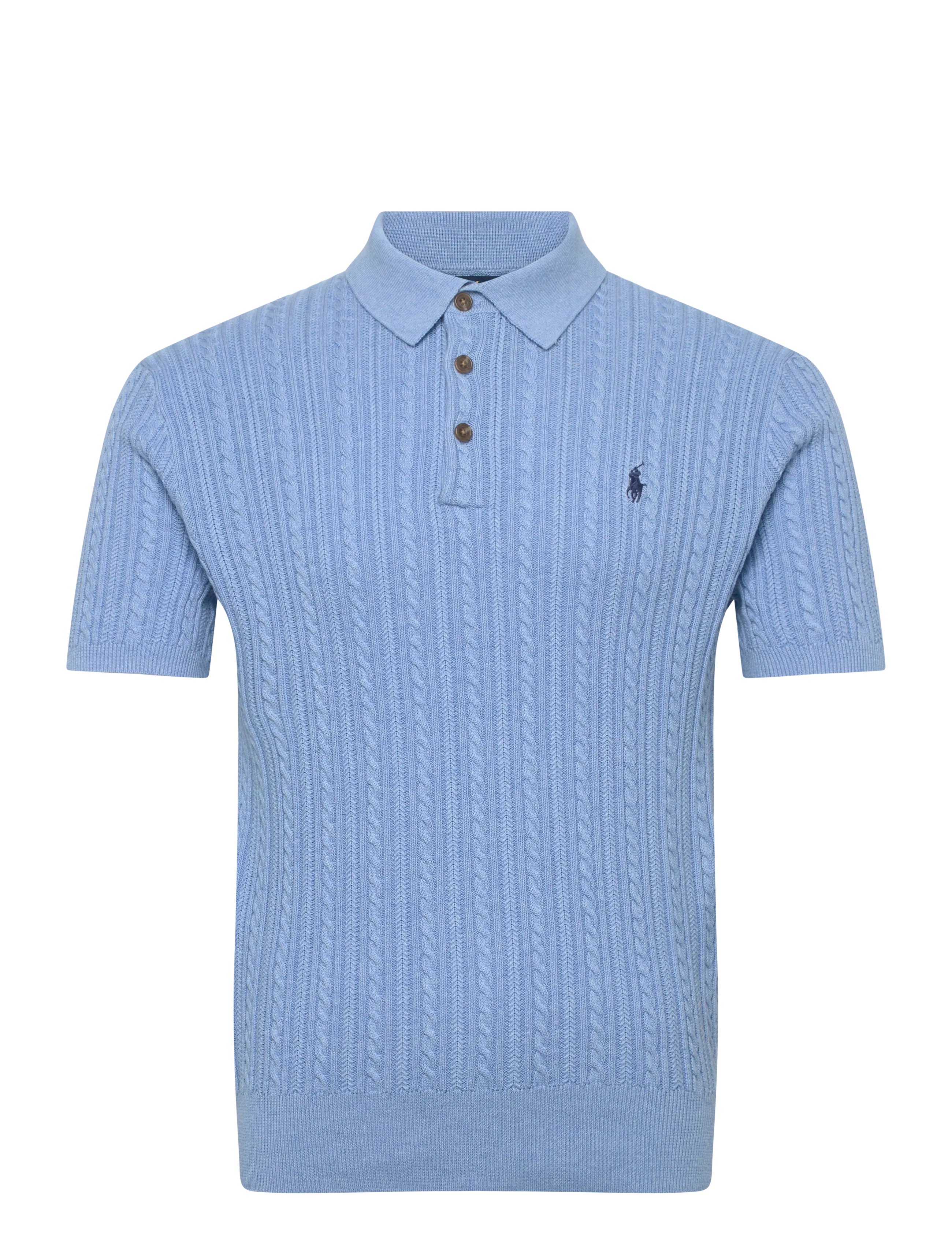 Polo Ralph Lauren Cable-Knit Cotton Polo-Collar Sweater - Strik - LIGHT BOLEITE BLU / blue