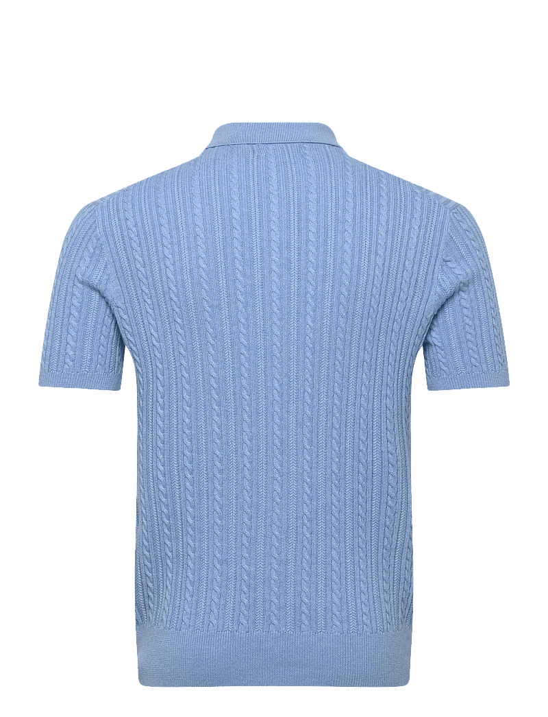 Polo Ralph Lauren - Cable-Knit Cotton Polo-Collar Sweater - gestrickte polohemden - light boleite blu - 1