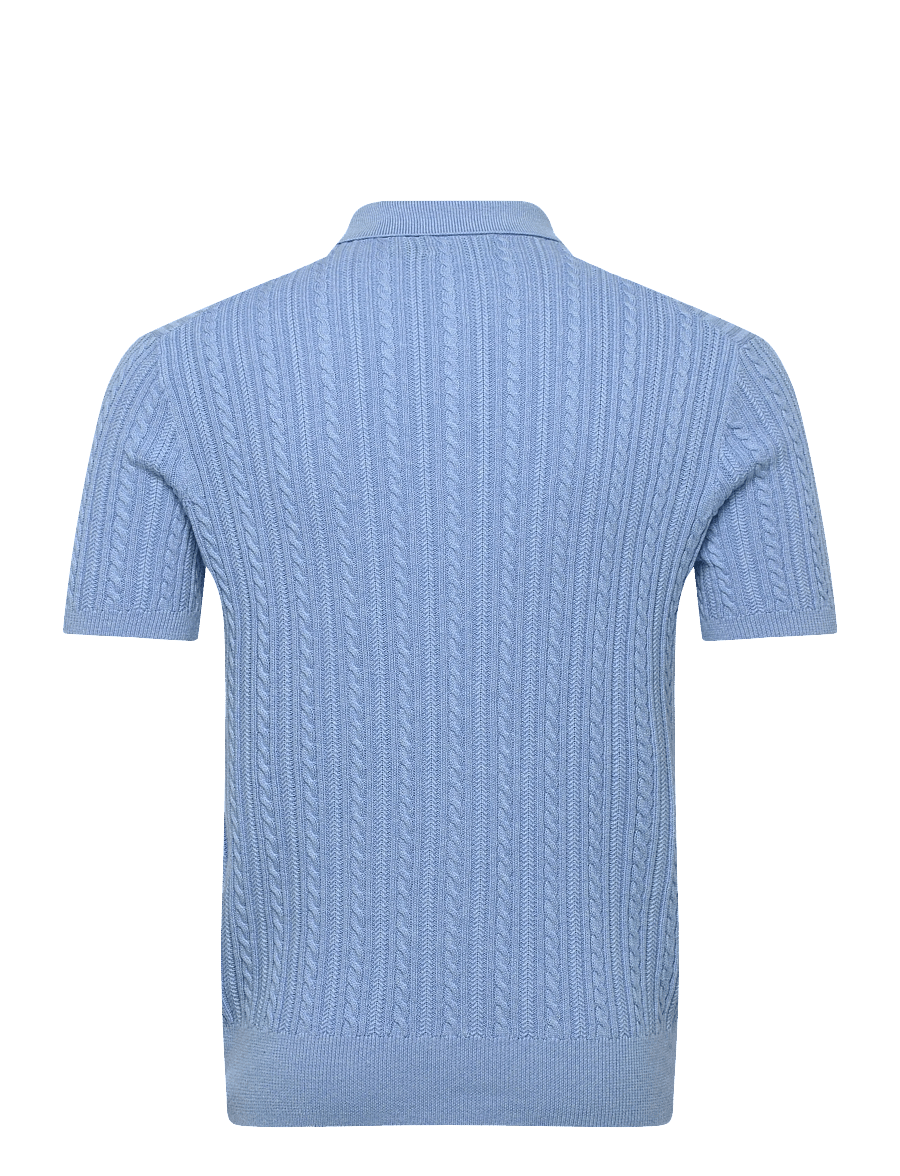 Polo Ralph Lauren - Cable-Knit Cotton Polo-Collar Sweater - knitted polos - light boleite blu - 1