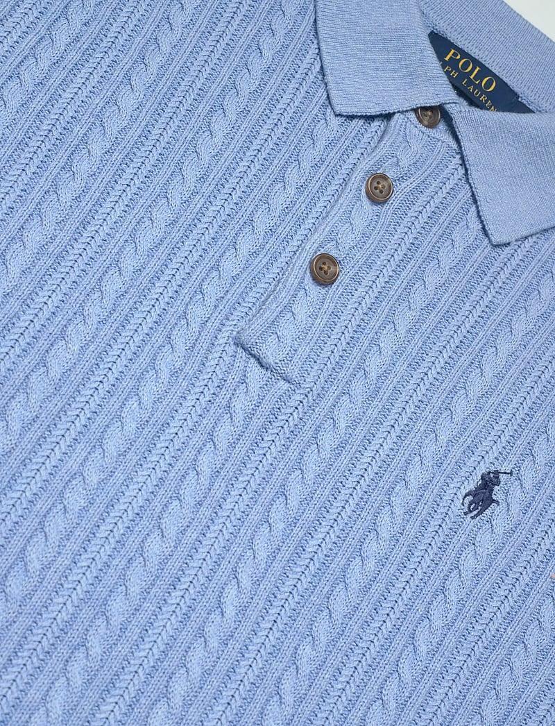 Polo Ralph Lauren - Cable-Knit Cotton Polo-Collar Sweater - gestrickte polohemden - light boleite blu - 2
