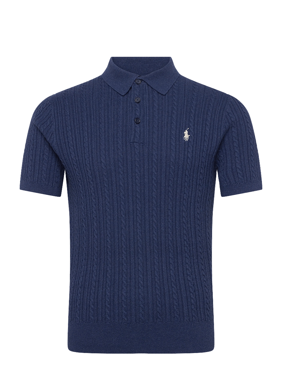 Polo Ralph Lauren - Cable-Knit Cotton Polo-Collar Sweater - gestrickte polohemden - rustic navy hthr - 0