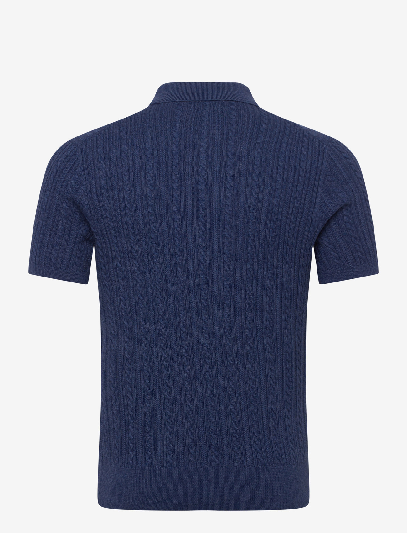 Polo Ralph Lauren - Cable-Knit Cotton Polo-Collar Sweater - knitted polos - rustic navy hthr - 1