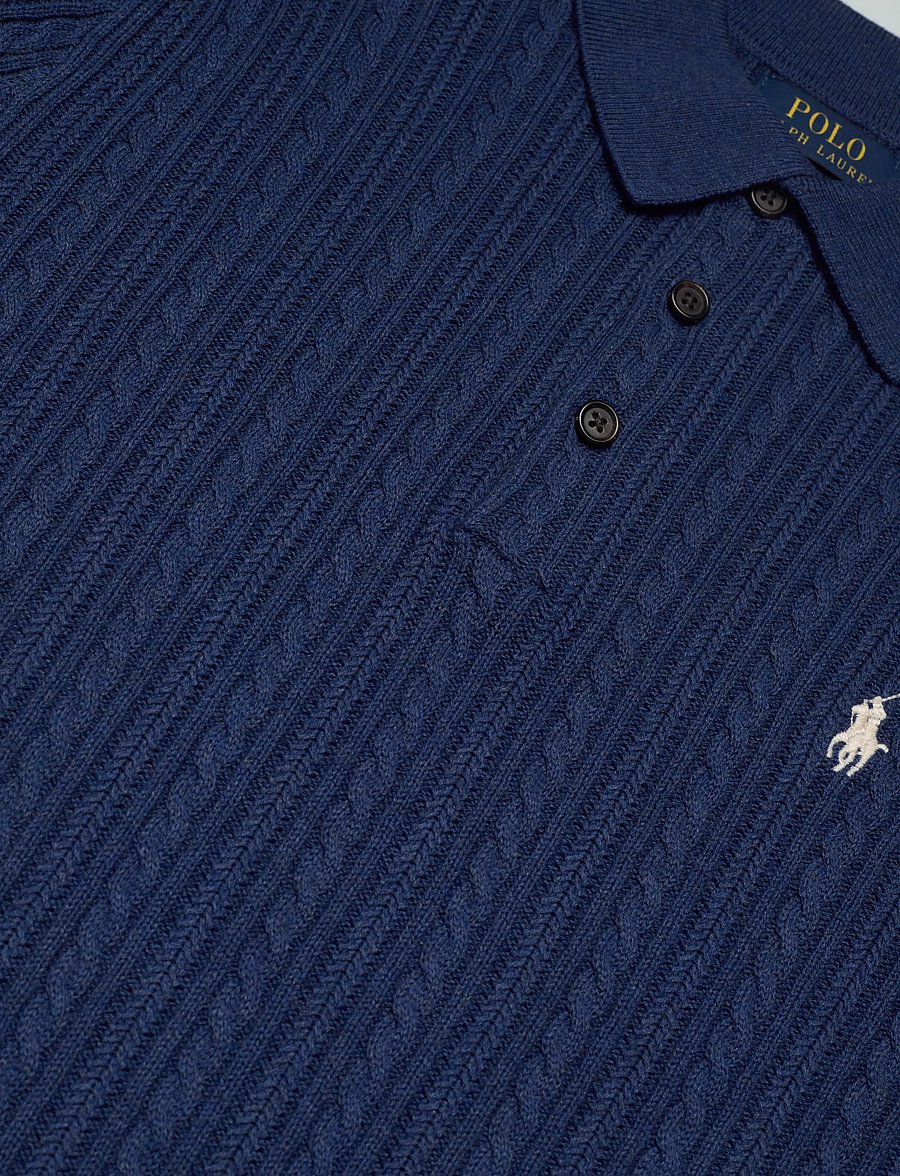 Polo Ralph Lauren - Cable-Knit Cotton Polo-Collar Sweater - gestrickte polohemden - rustic navy hthr - 2