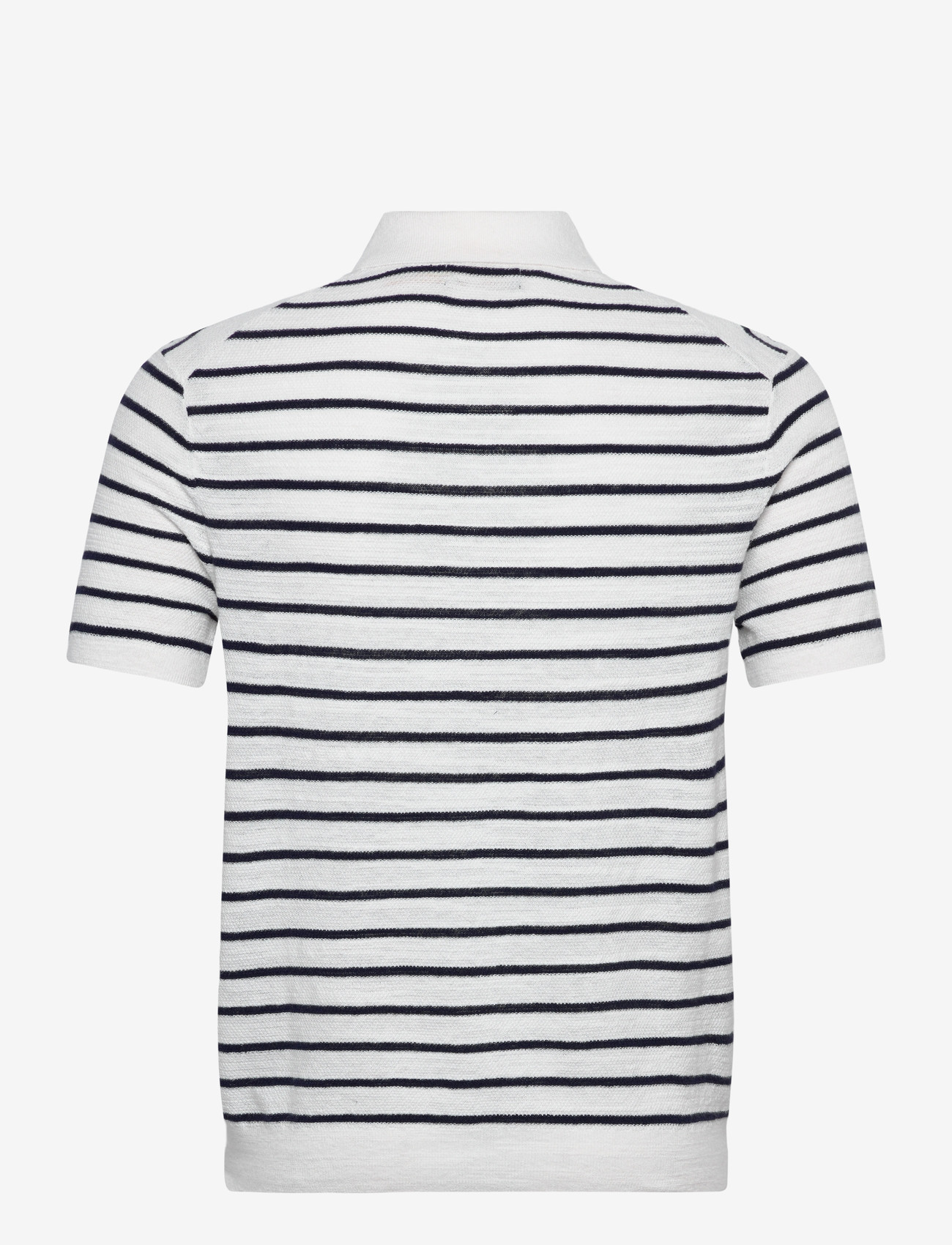 Polo Ralph Lauren - Striped Cotton-Linen Polo-Collar Sweater - kortærmede poloer - deckwash white co - 1